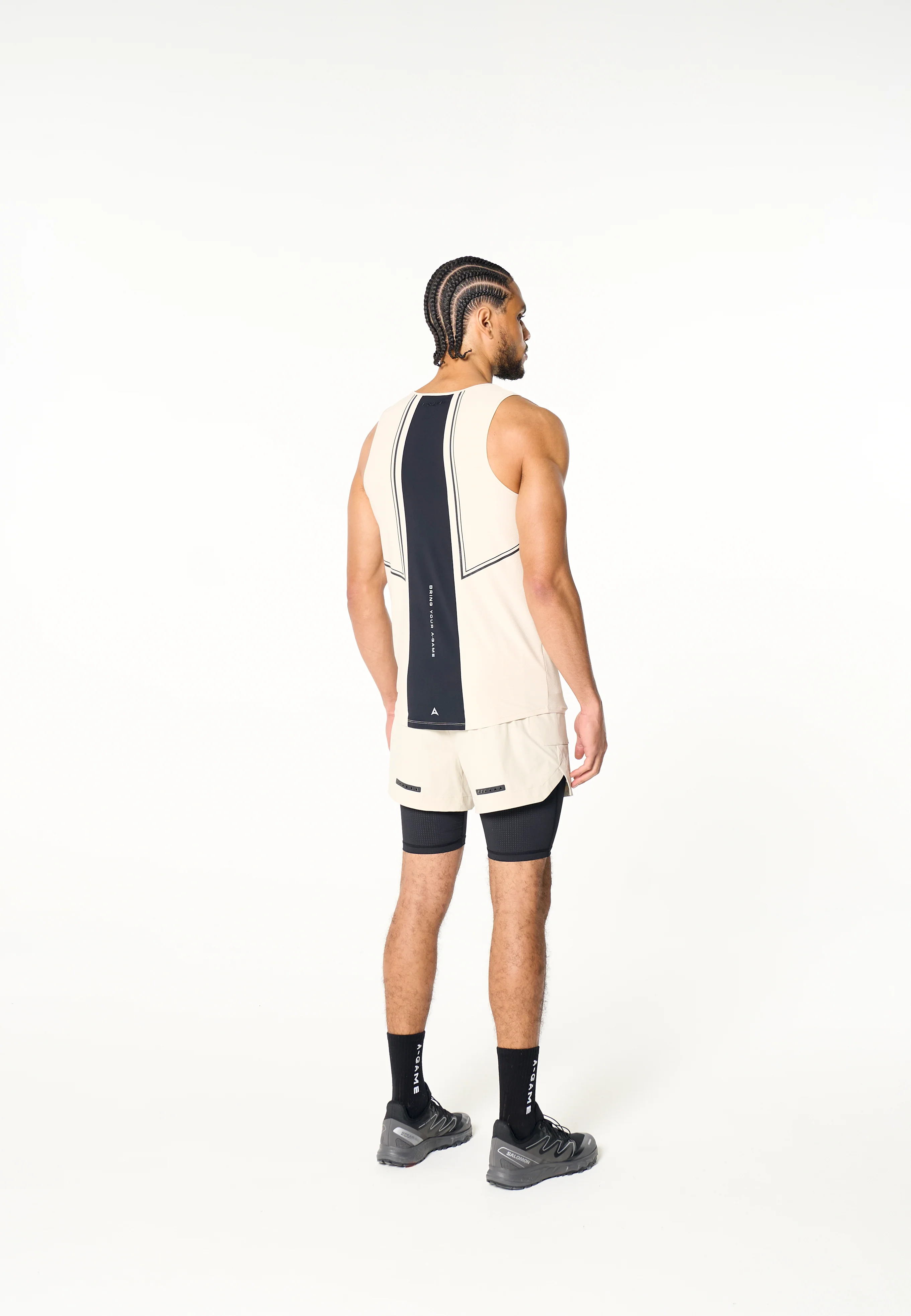 Men's 2-in-1 Cargo Shorts - Beige / Black - Image 5