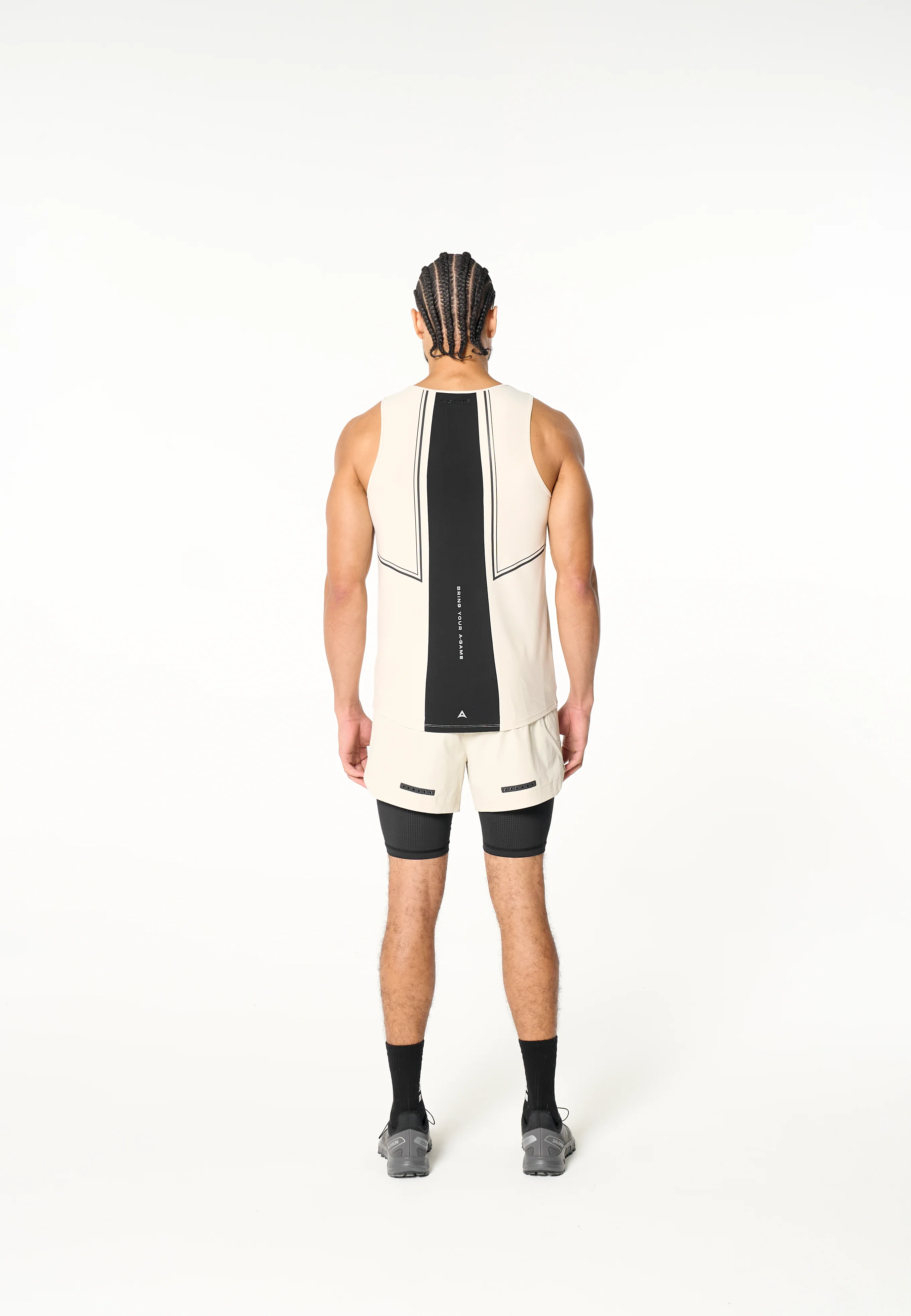 Men's 2-in-1 Cargo Shorts - Beige / Black - Image 6