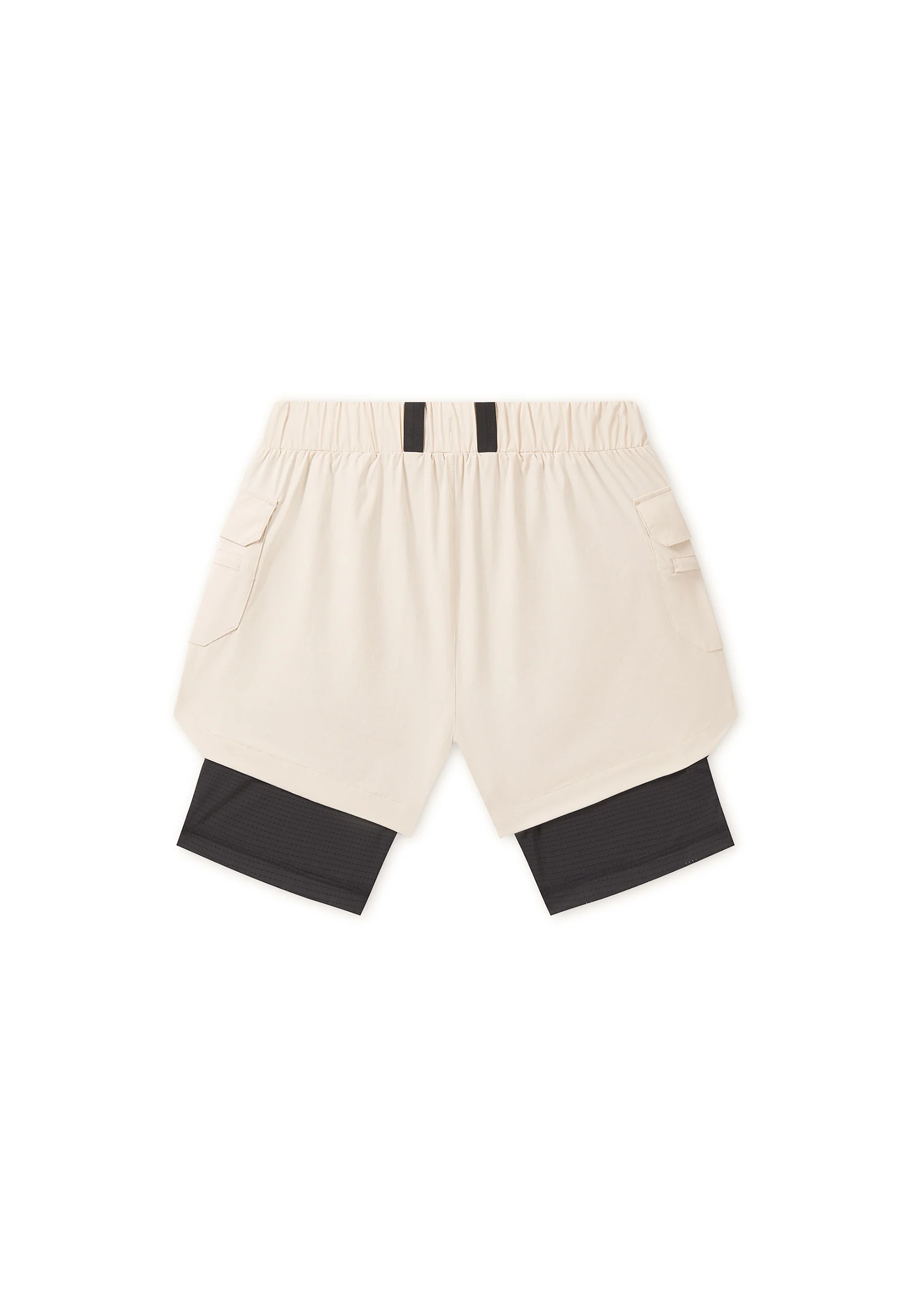Men's 2-in-1 Cargo Shorts - Beige / Black - Image 8