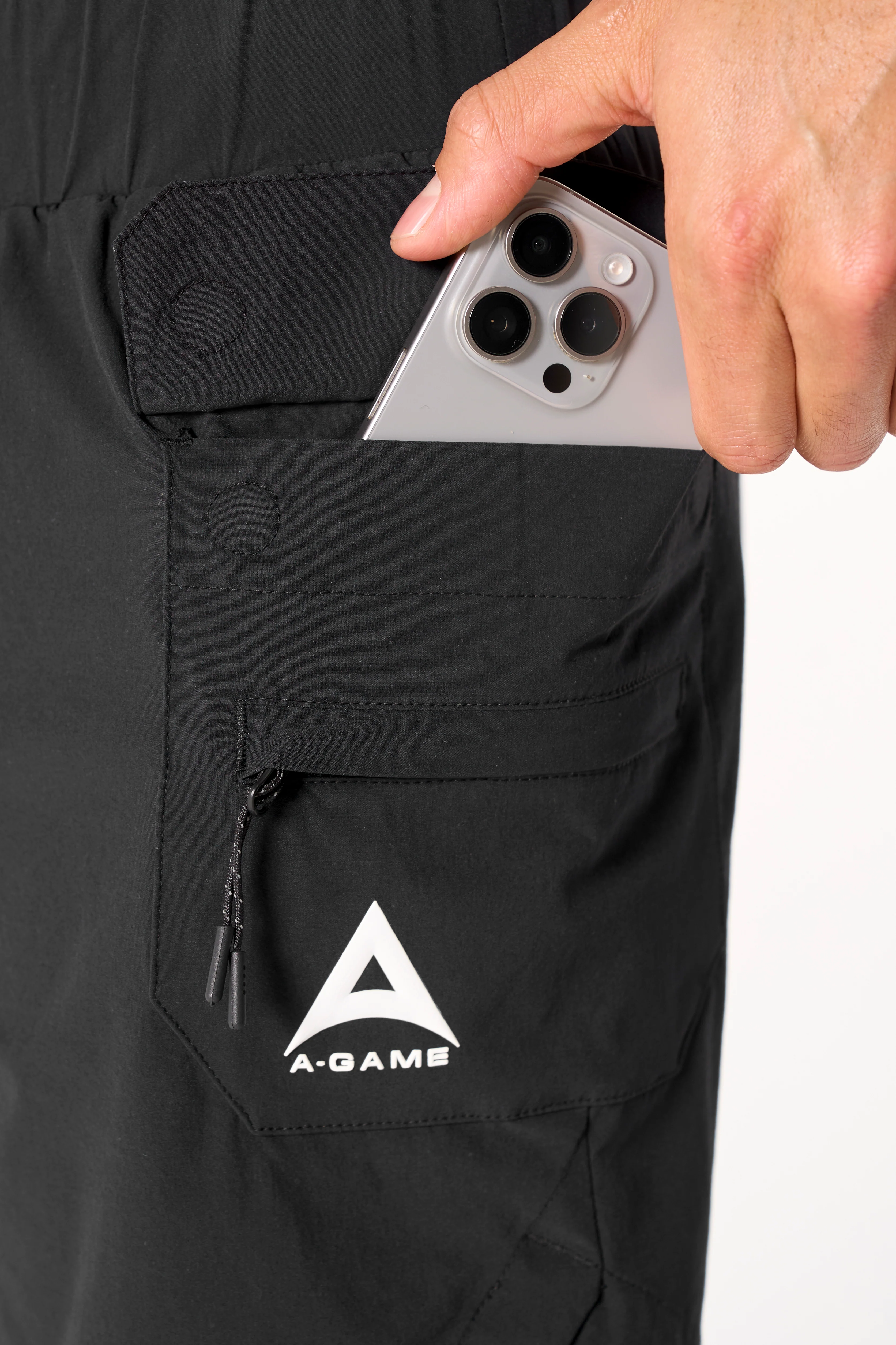Men's 2-in-1 Cargo Shorts - Black - Image 4