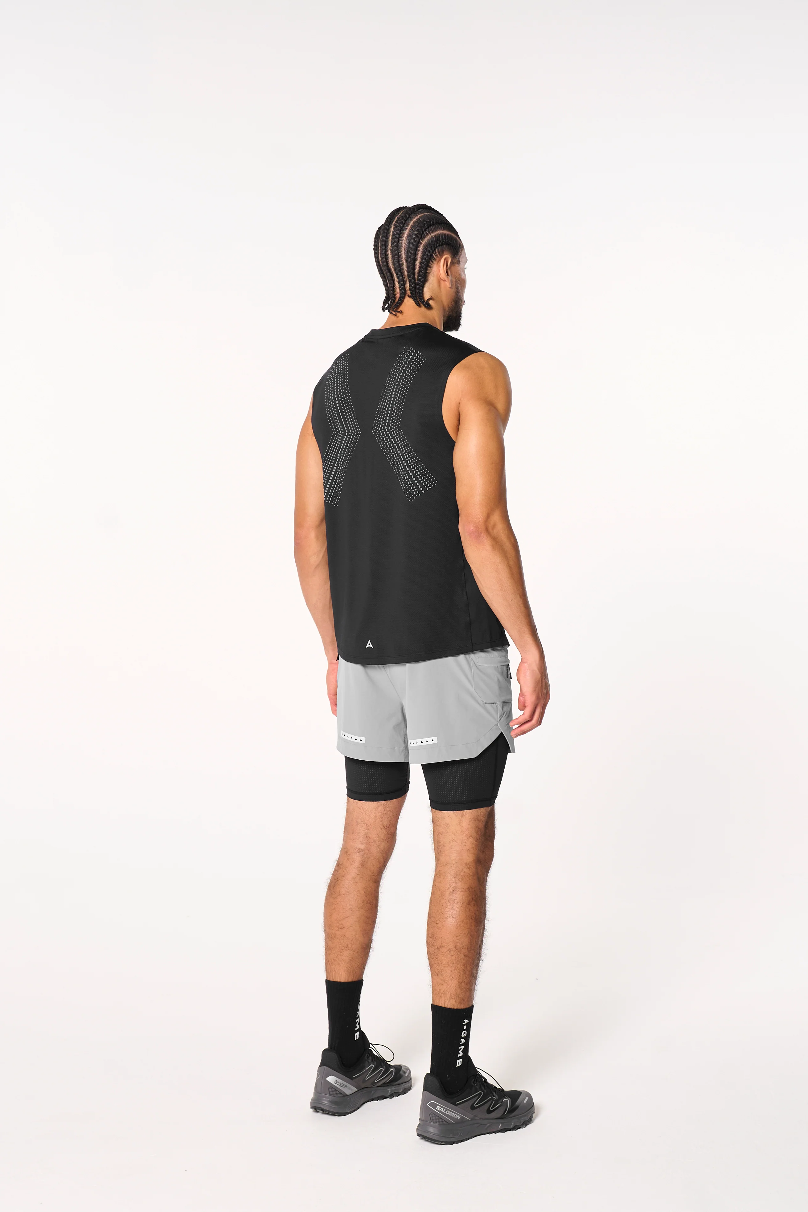 Men's 2-in-1 Cargo Shorts - Grey / Black - Image 6