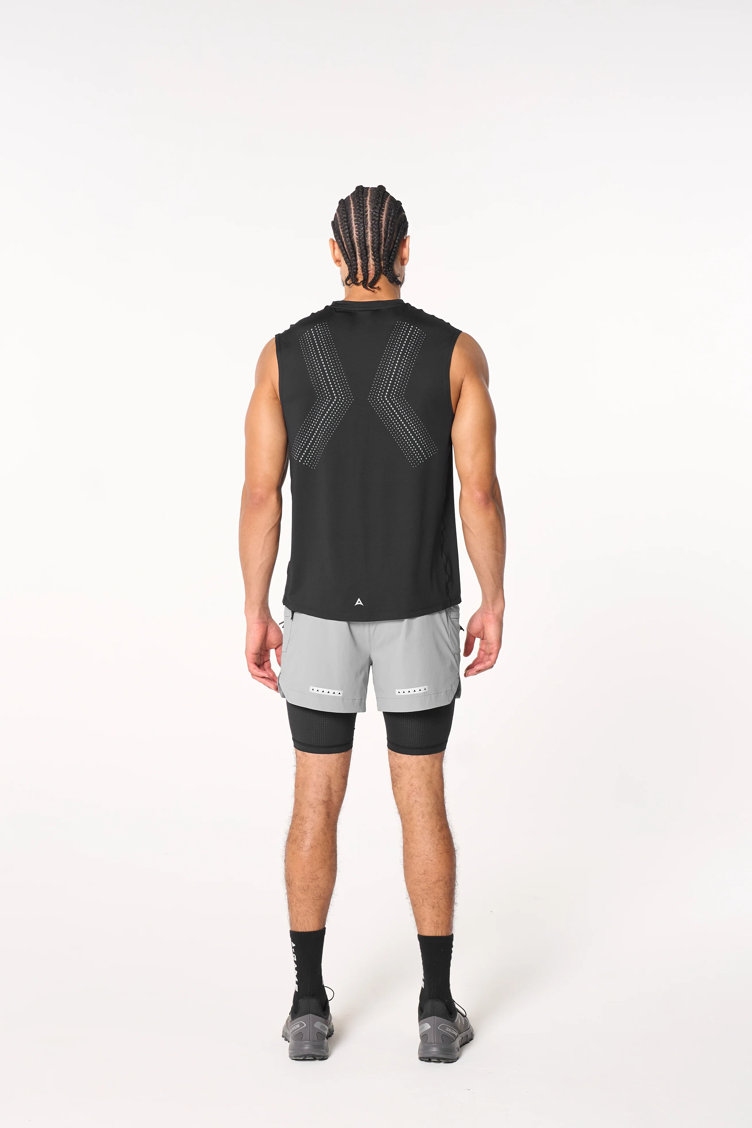 Men's 2-in-1 Cargo Shorts - Grey / Black - Image 7
