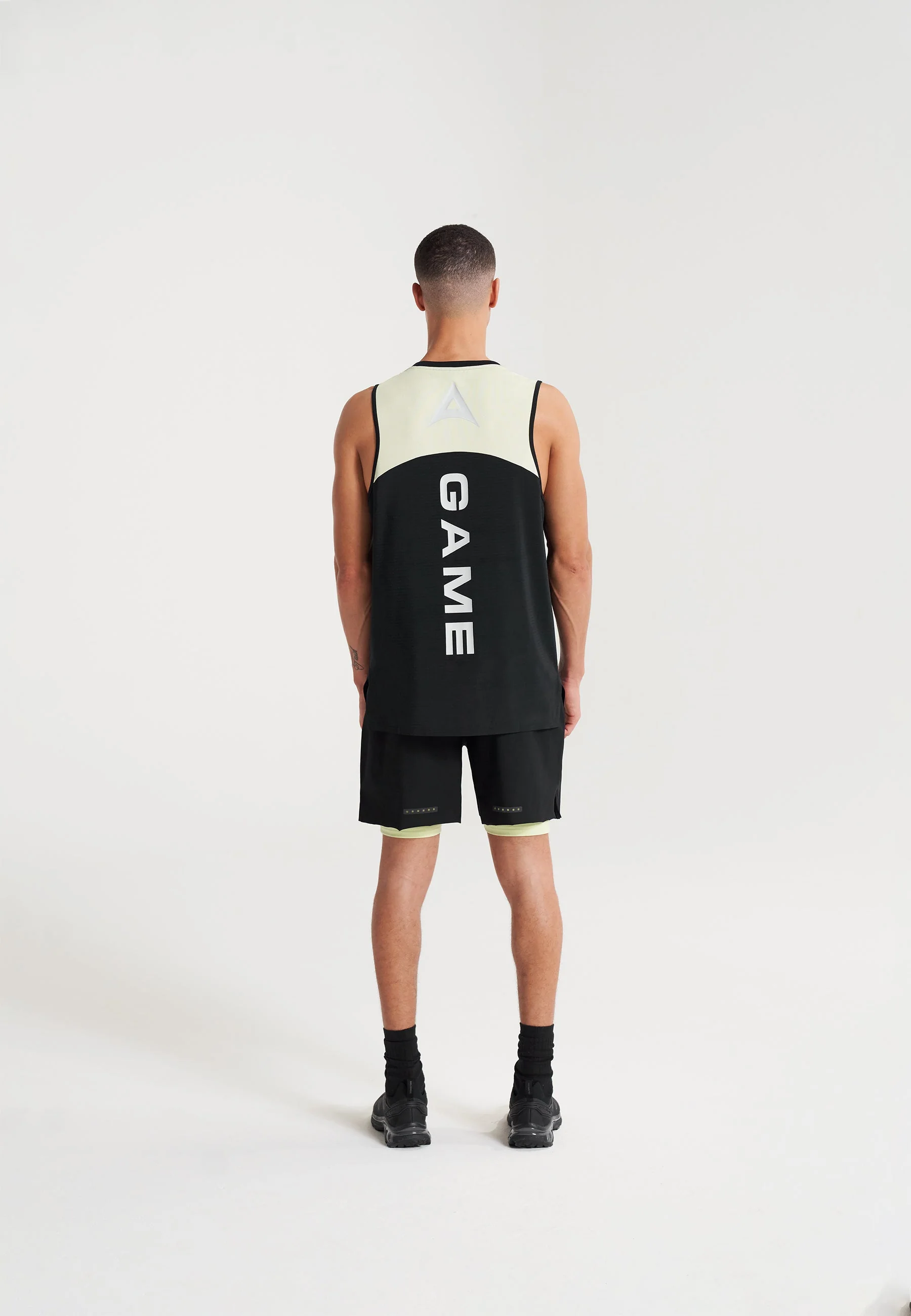 Men's 2-in-1 Shorts - Black/Lime - Image 3