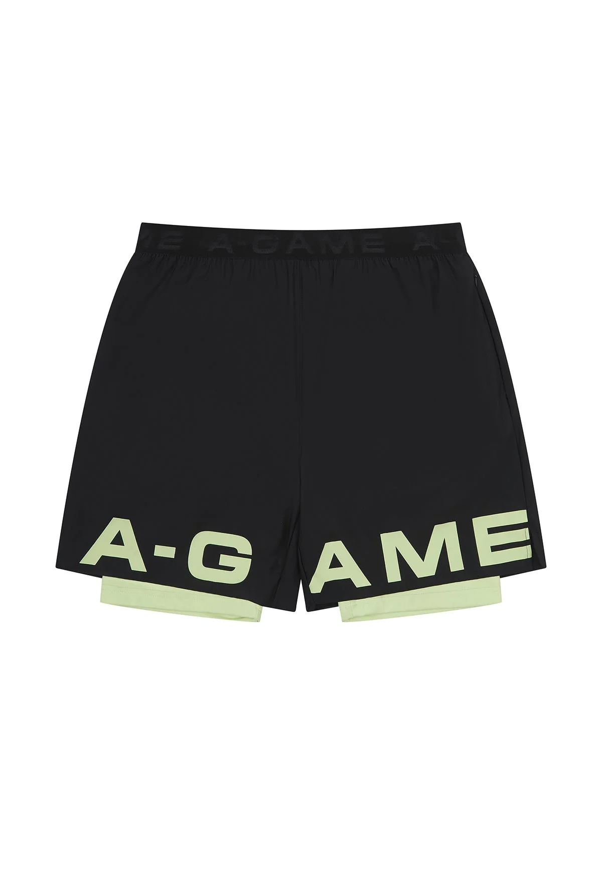 Men's 2-in-1 Shorts - Black/Lime - Image 4