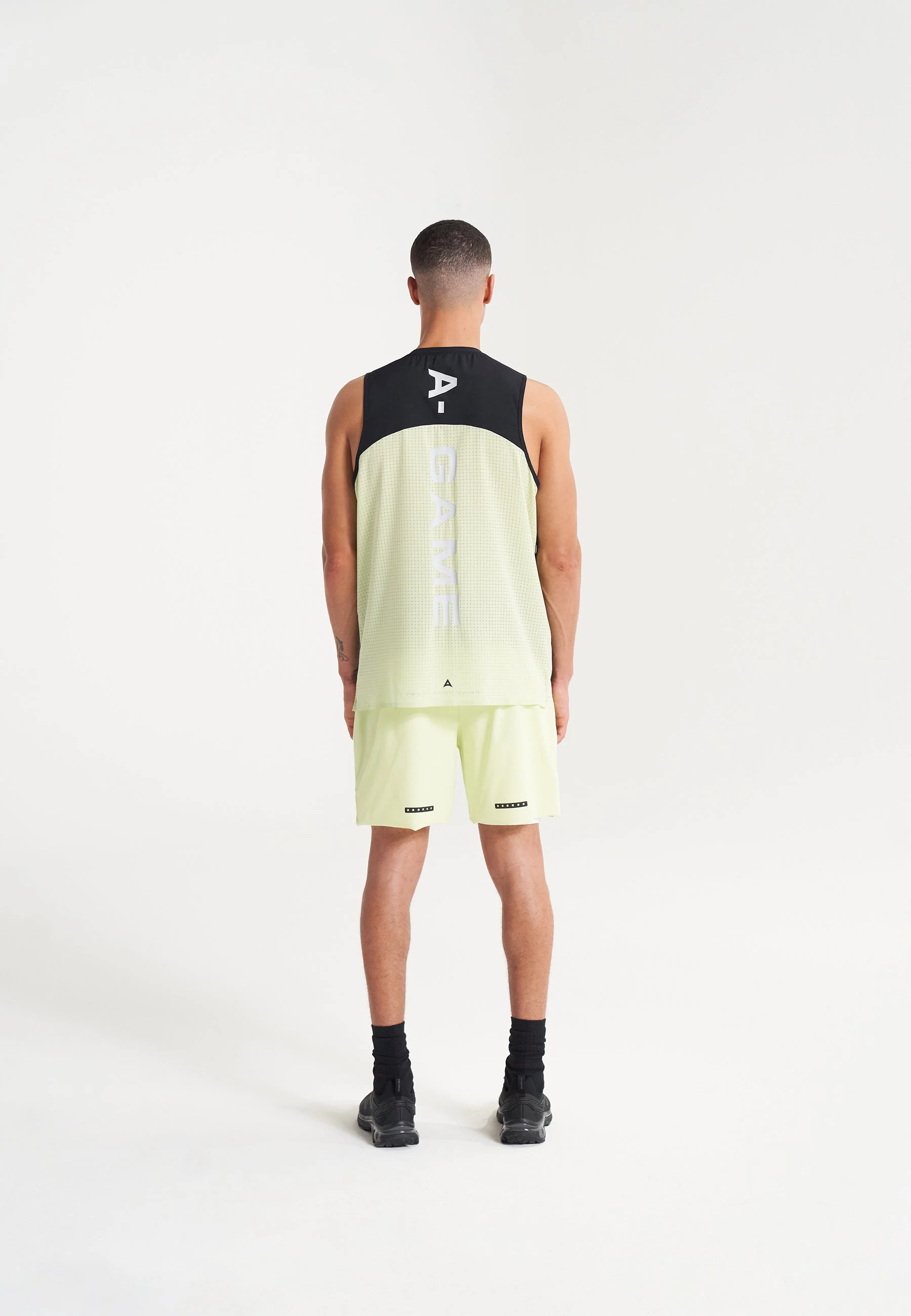 Men's 2-in-1 Shorts - Lime/Black/White - Image 3