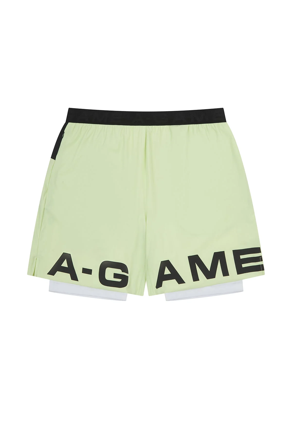 Men's 2-in-1 Shorts - Lime/Black/White - Image 4