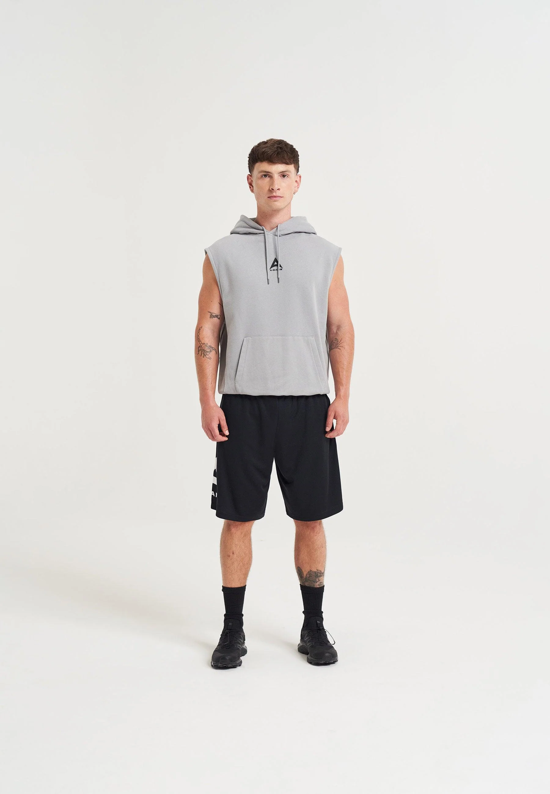 Men's Sleeveless Hoodie - Steel Grey - Image 3