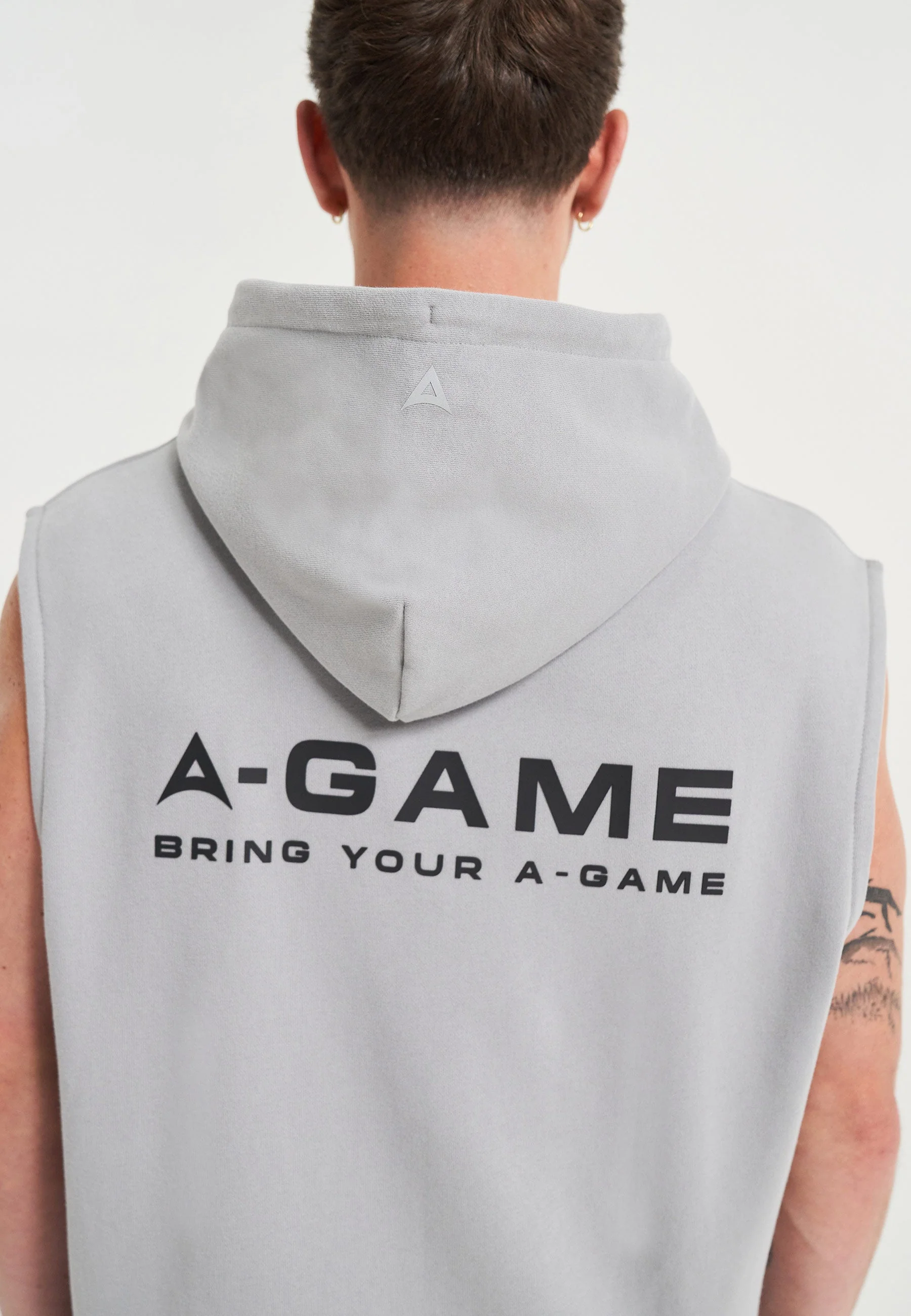 Men's Sleeveless Hoodie - Steel Grey - Image 4