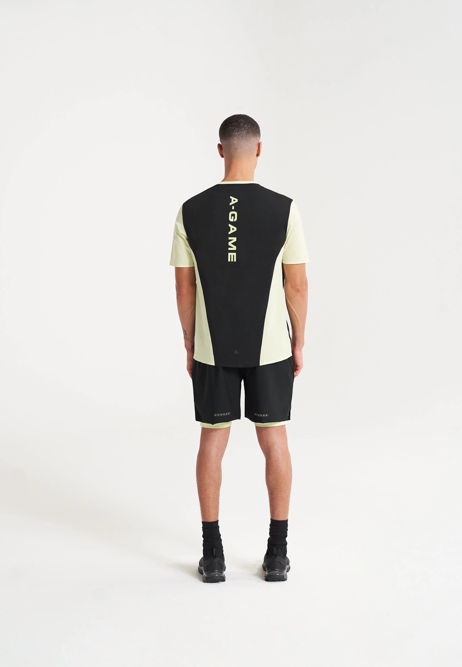 Men's Panelled Training T-Shirt - Lime/Black - Image 3
