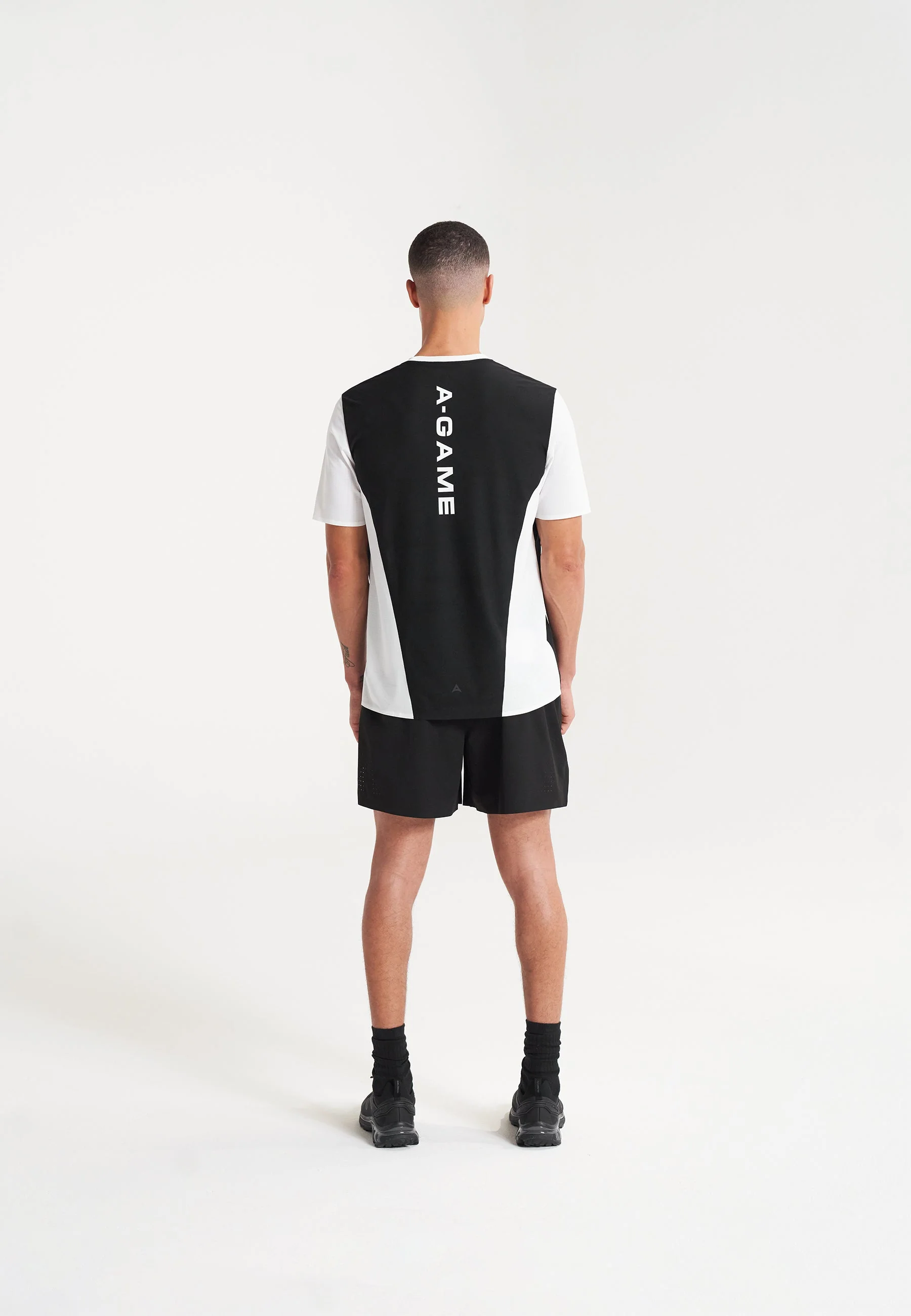 Men's Panelled Training T-Shirt - White/Black - Image 3