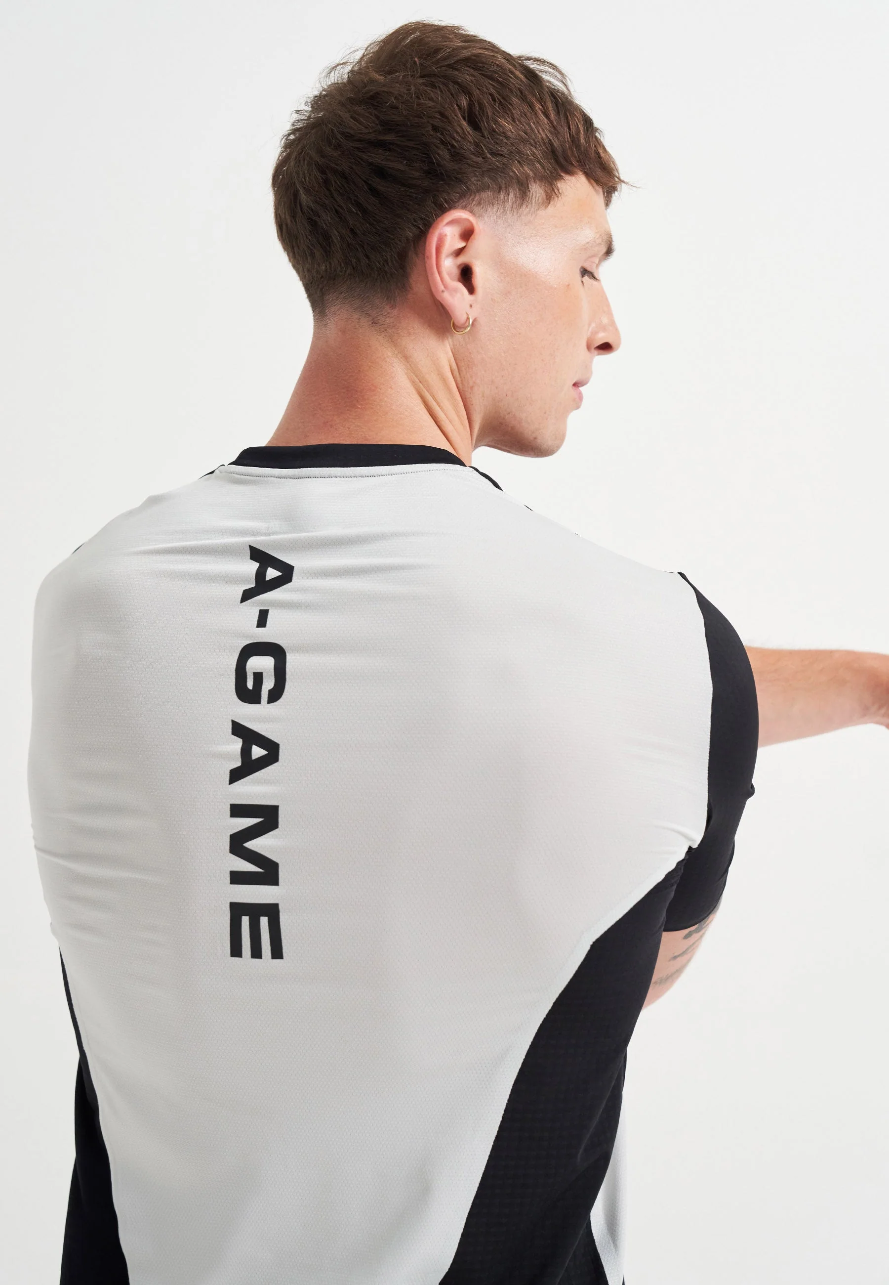 Men's Panelled Training T-Shirt - Black/Lt Grey - Image 3