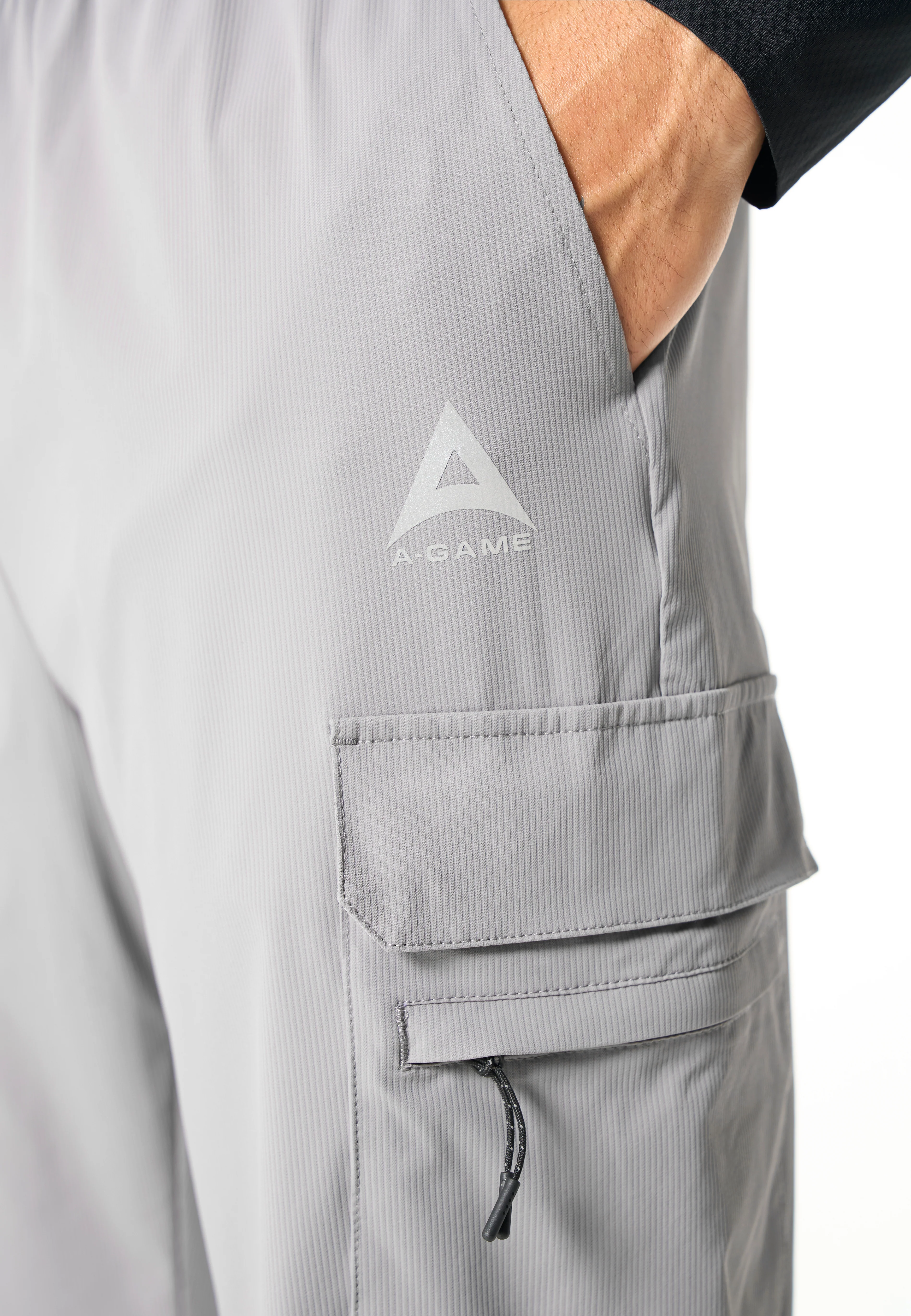 Men's Cargo Zip Pants - Grey / Black - Image 2