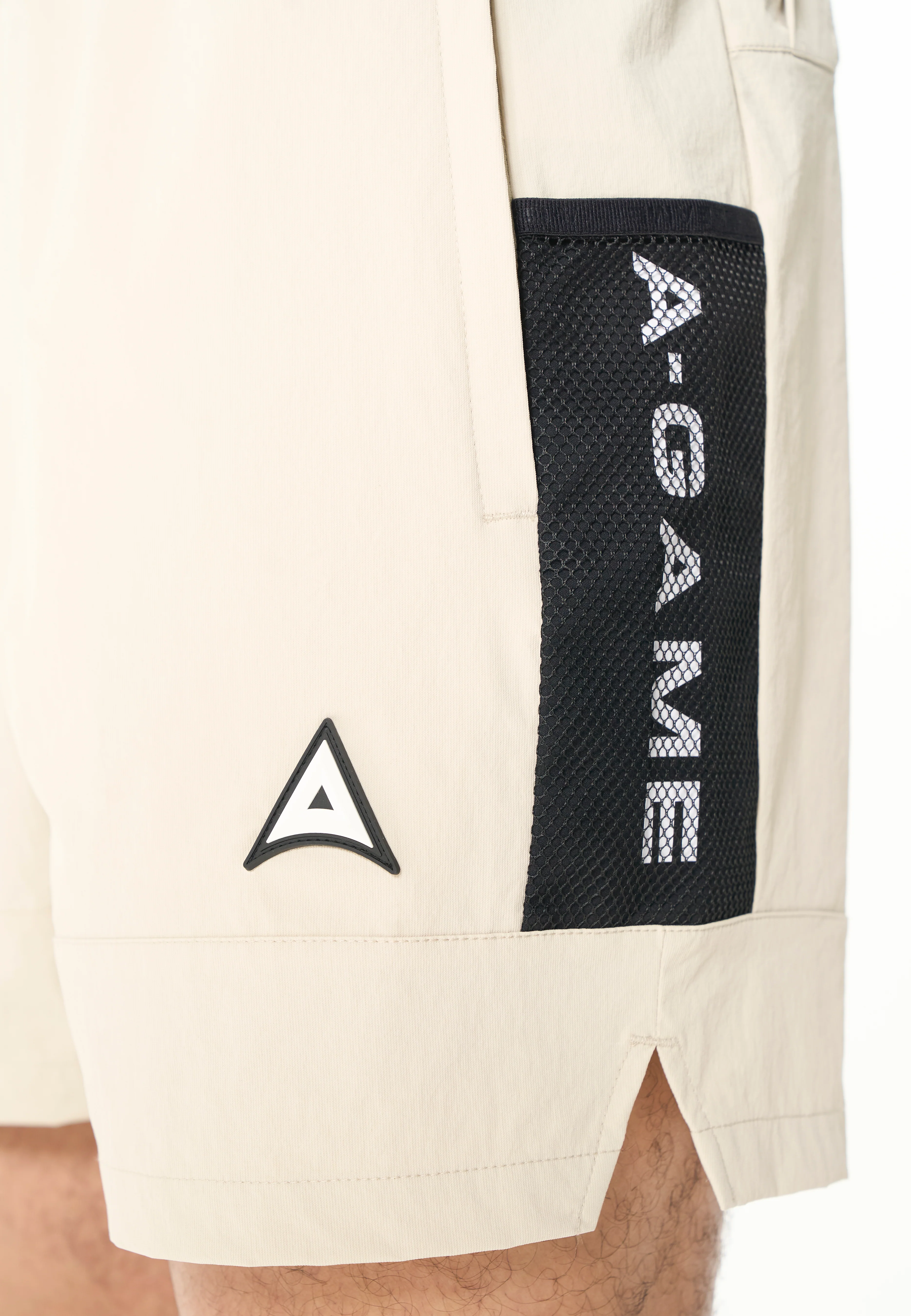Men's Colour Block Training Shorts - Beige / Black - Image 3