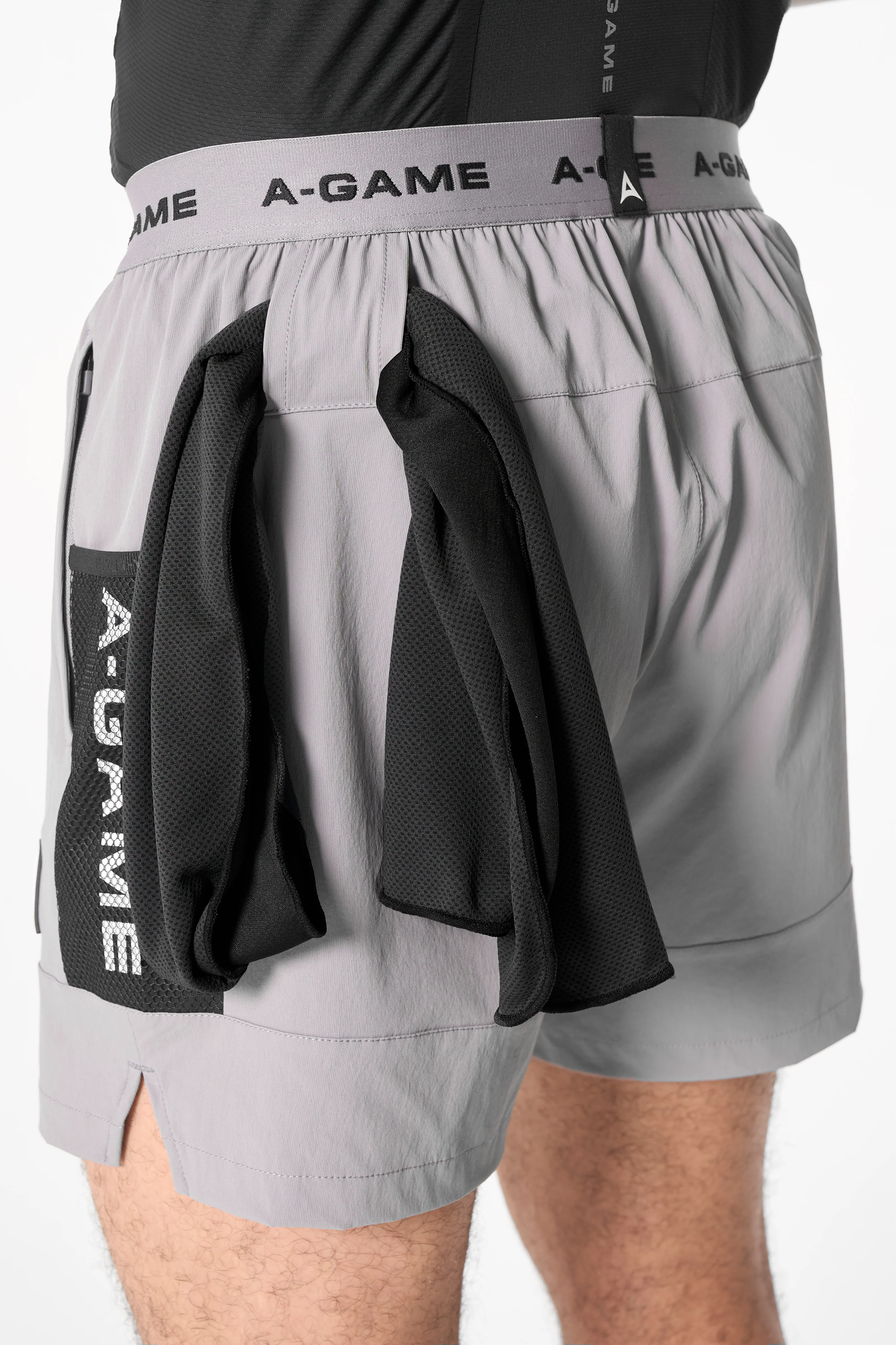 Men's Colour Block Training Shorts - Grey / Black - Image 3