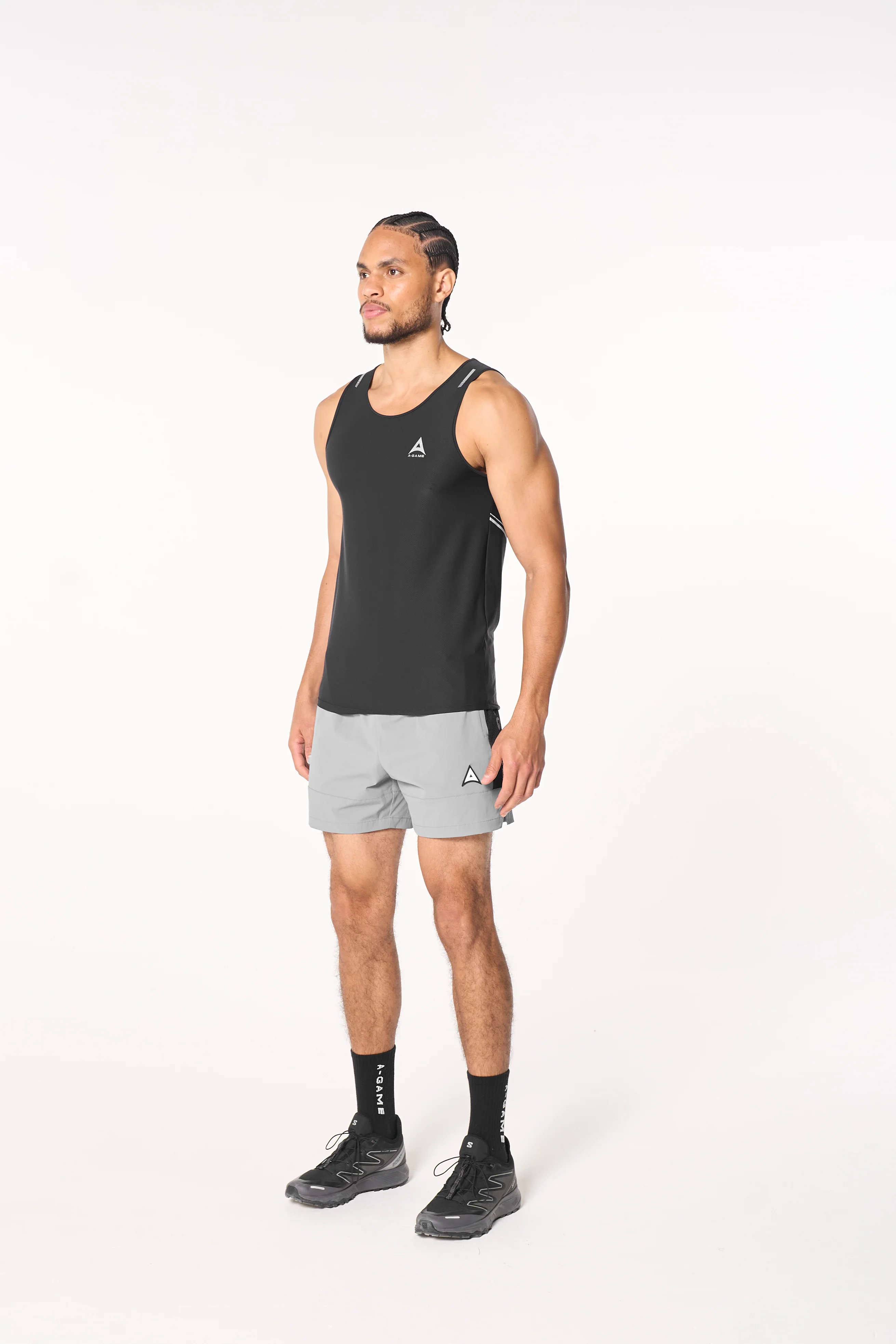 Men's Colour Block Training Shorts - Grey / Black - Image 4