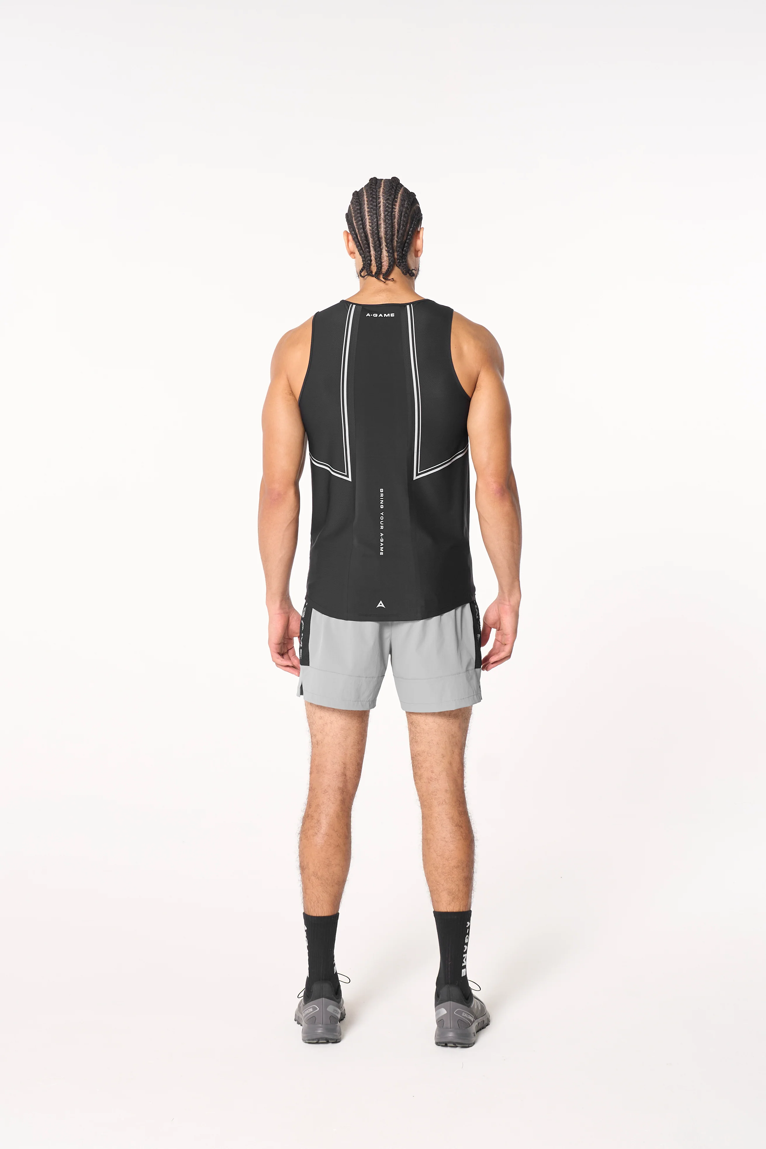 Men's Colour Block Training Shorts - Grey / Black - Image 6