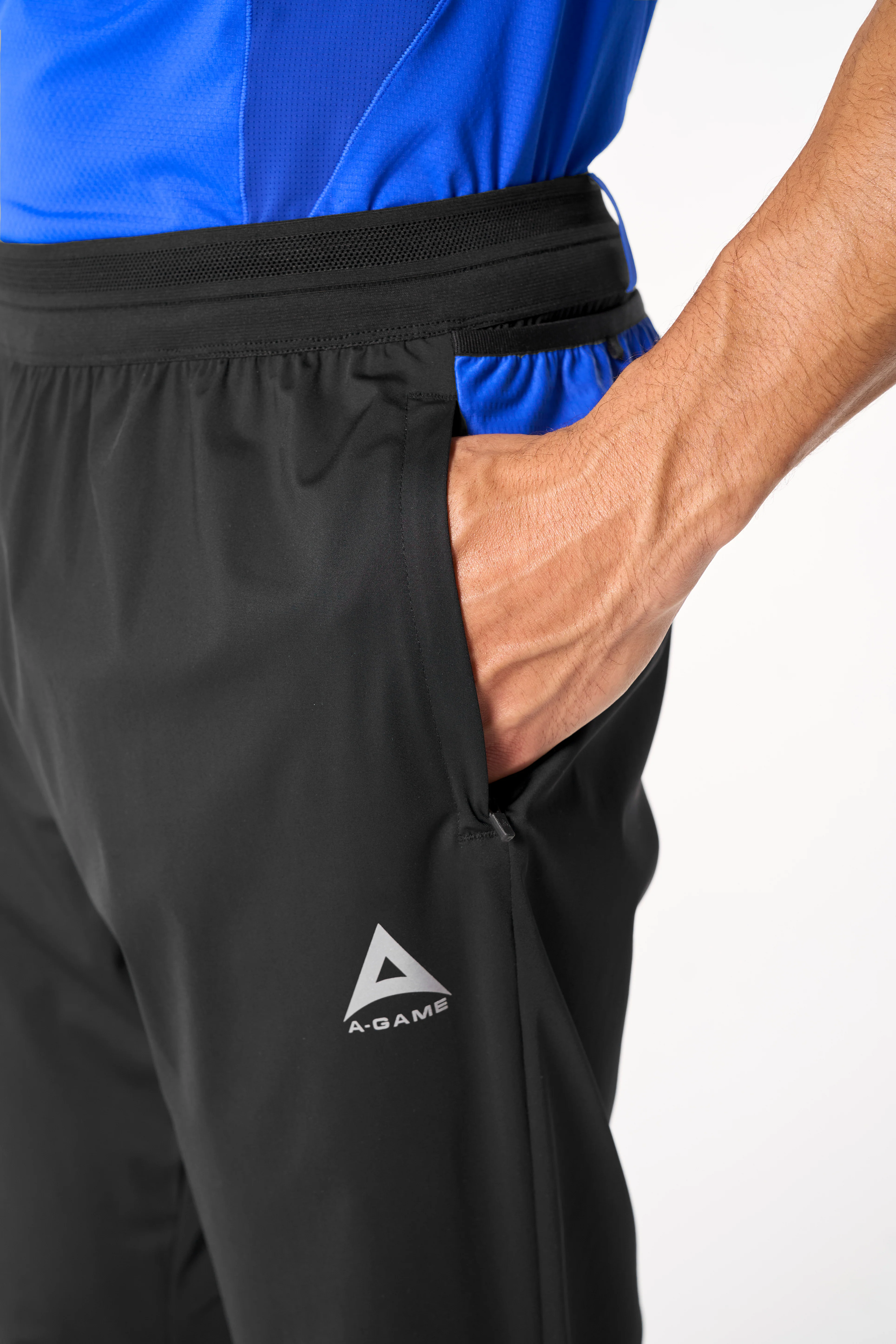 Men's Cuffed Training Pants - Black / Cobalt Blue - Image 2
