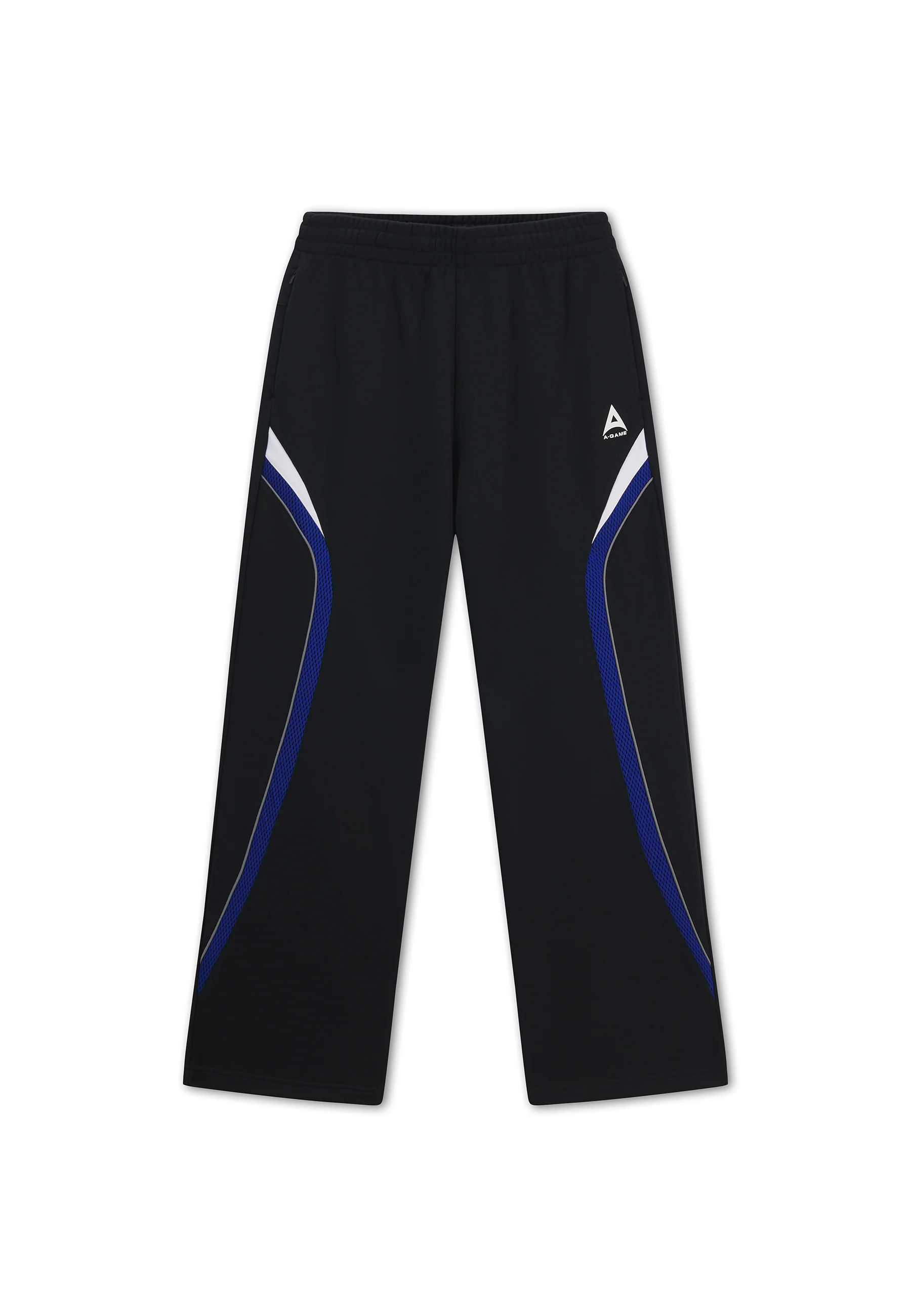 Men's Mesh Panelled Straight Leg Sweat Pants - Black / Cobalt Blue - Image 8