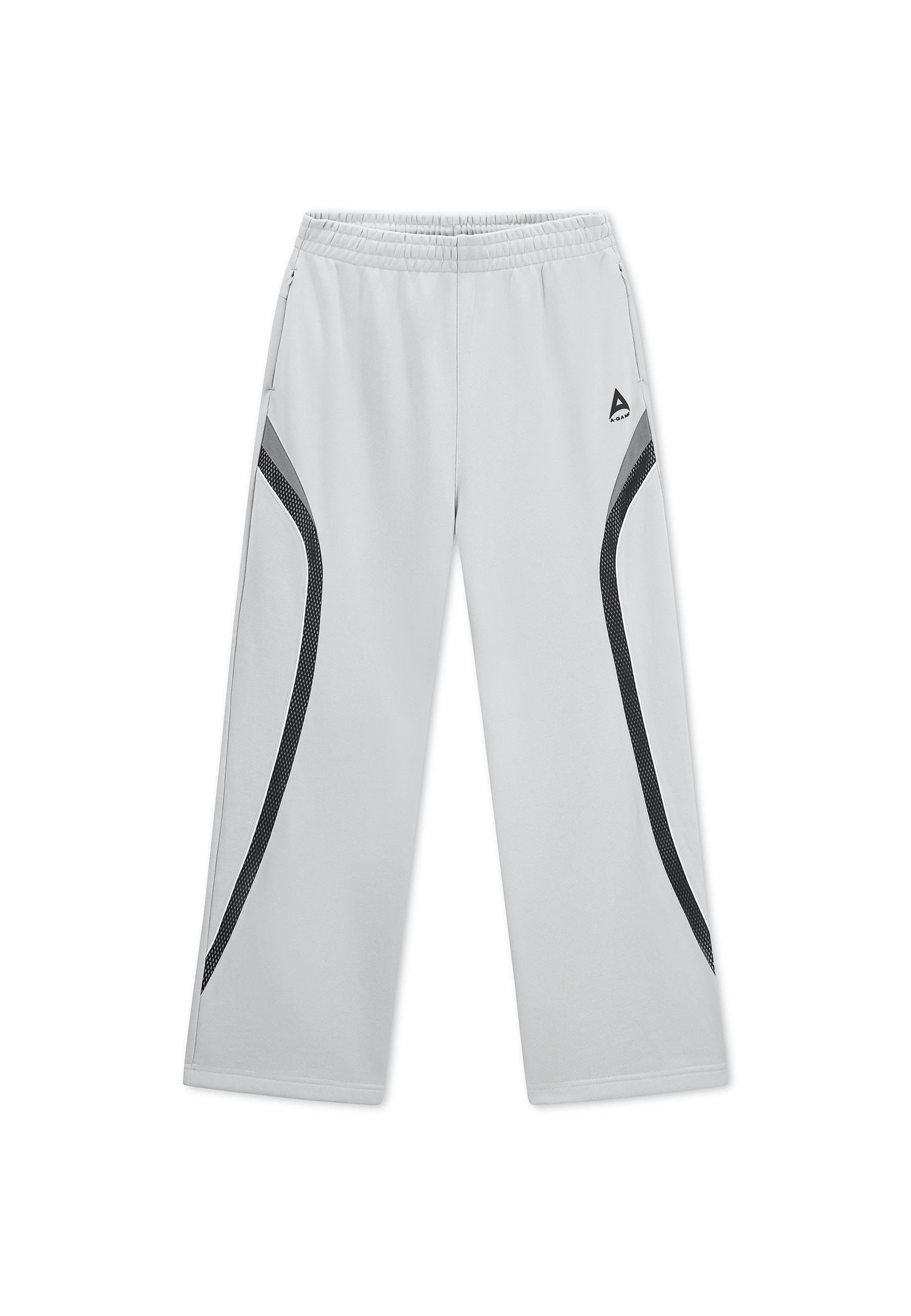 Men's Mesh Panelled Straight Leg Sweat Pants - Grey / Black - Image 9