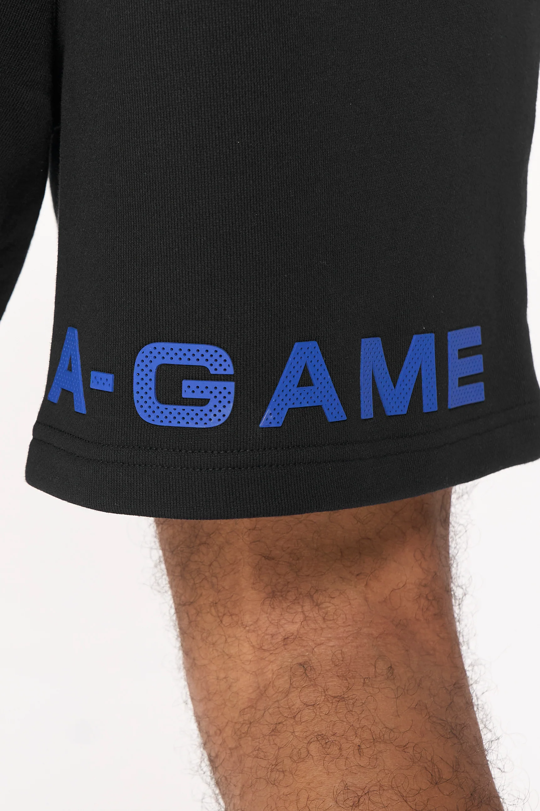 Men's Mesh Panelled Sweat Shorts - Black / Cobalt Blue - Image 3