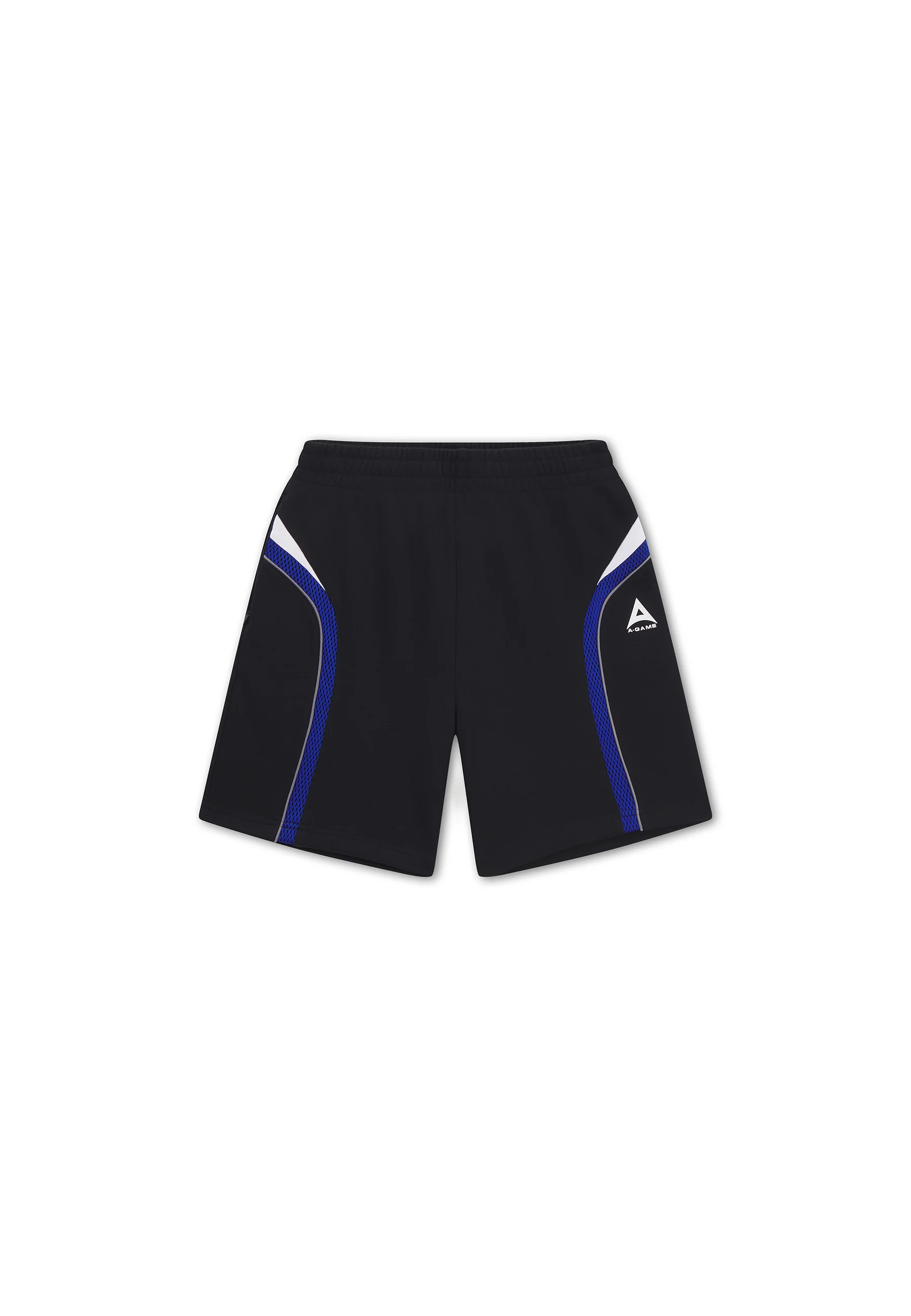 Men's Mesh Panelled Sweat Shorts - Black / Cobalt Blue - Image 7