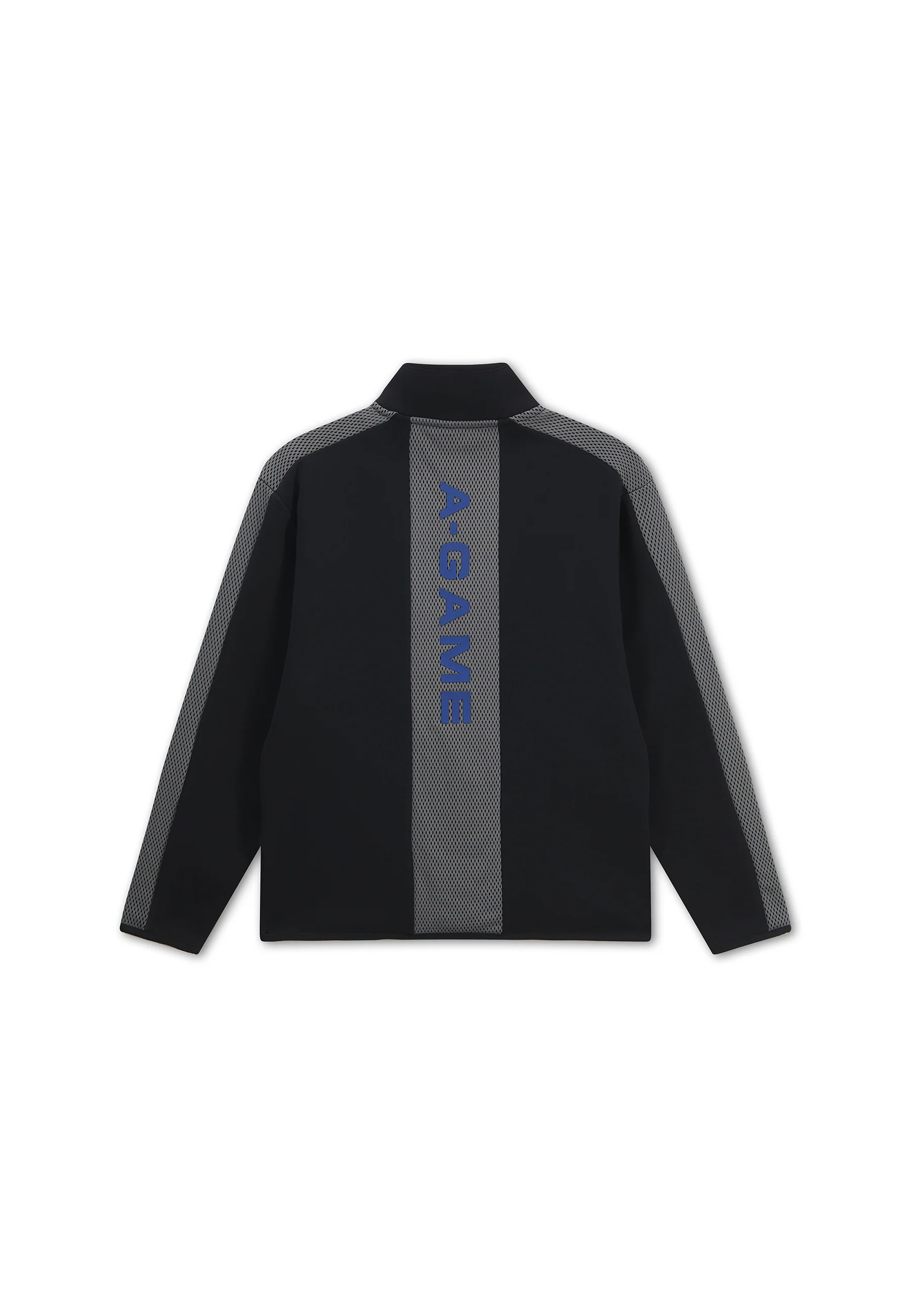 Men's Panelled Mesh Sport Half Zip - Black / Cobalt Blue - Image 9