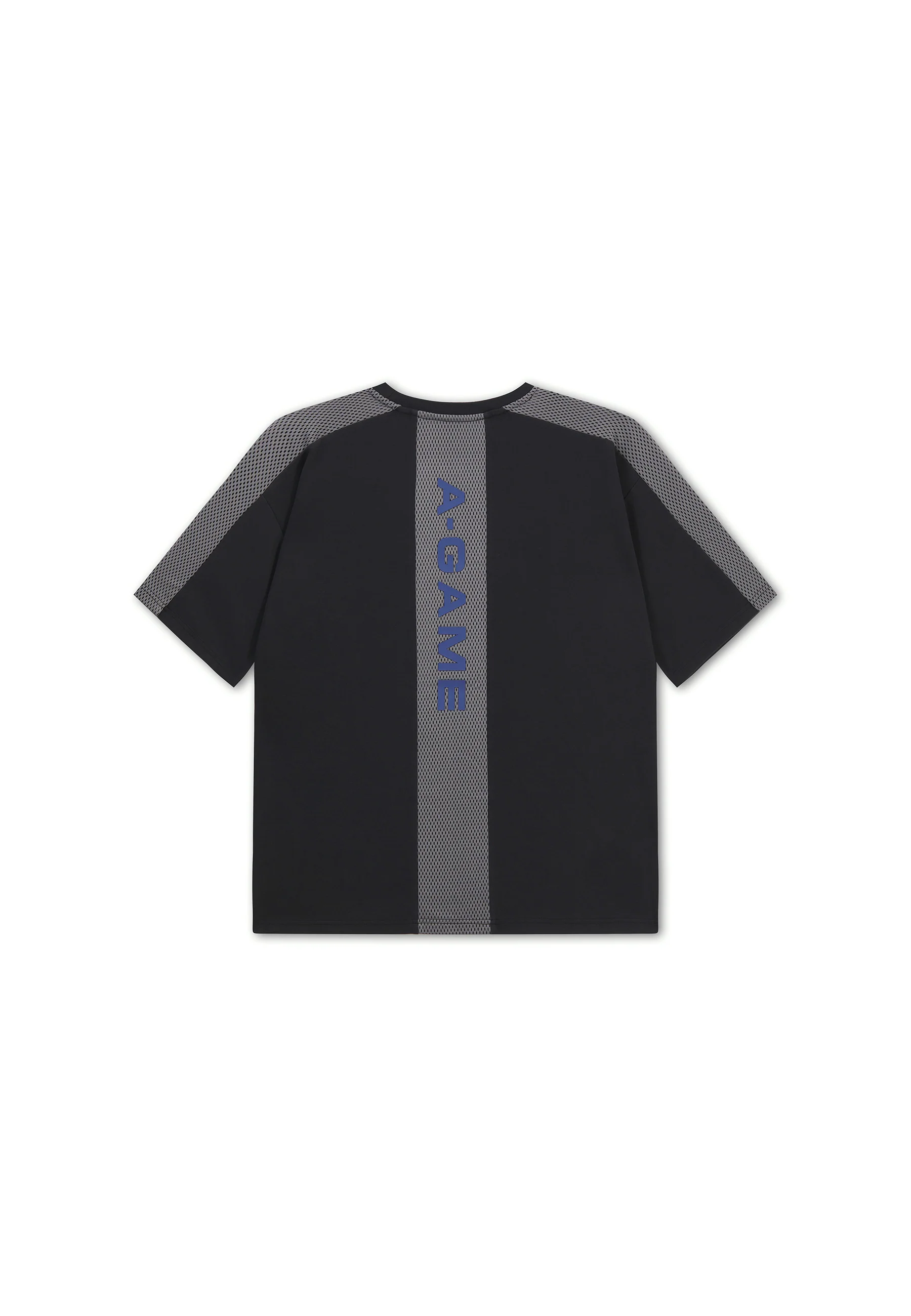 Men's Panelled Mesh Sport T-Shirt - Black / Cobalt Blue - Image 10