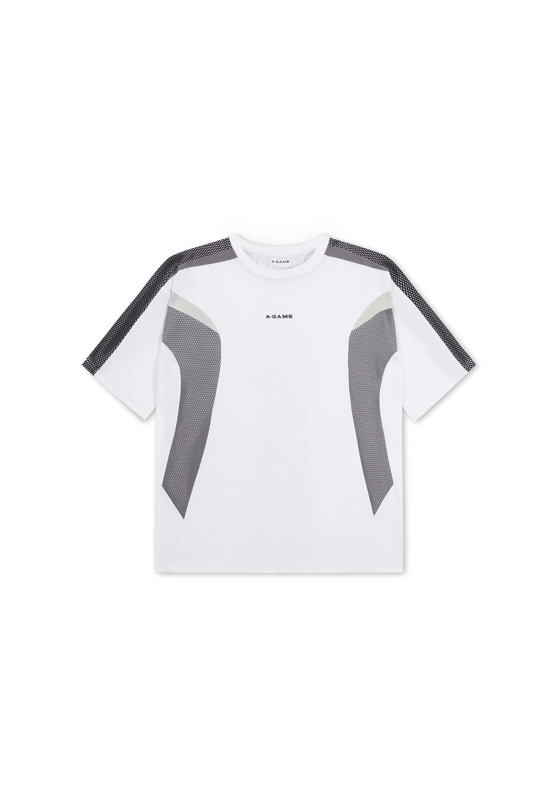 Men's Panelled Mesh Sport T-Shirt - White / Charcoal - Image 10