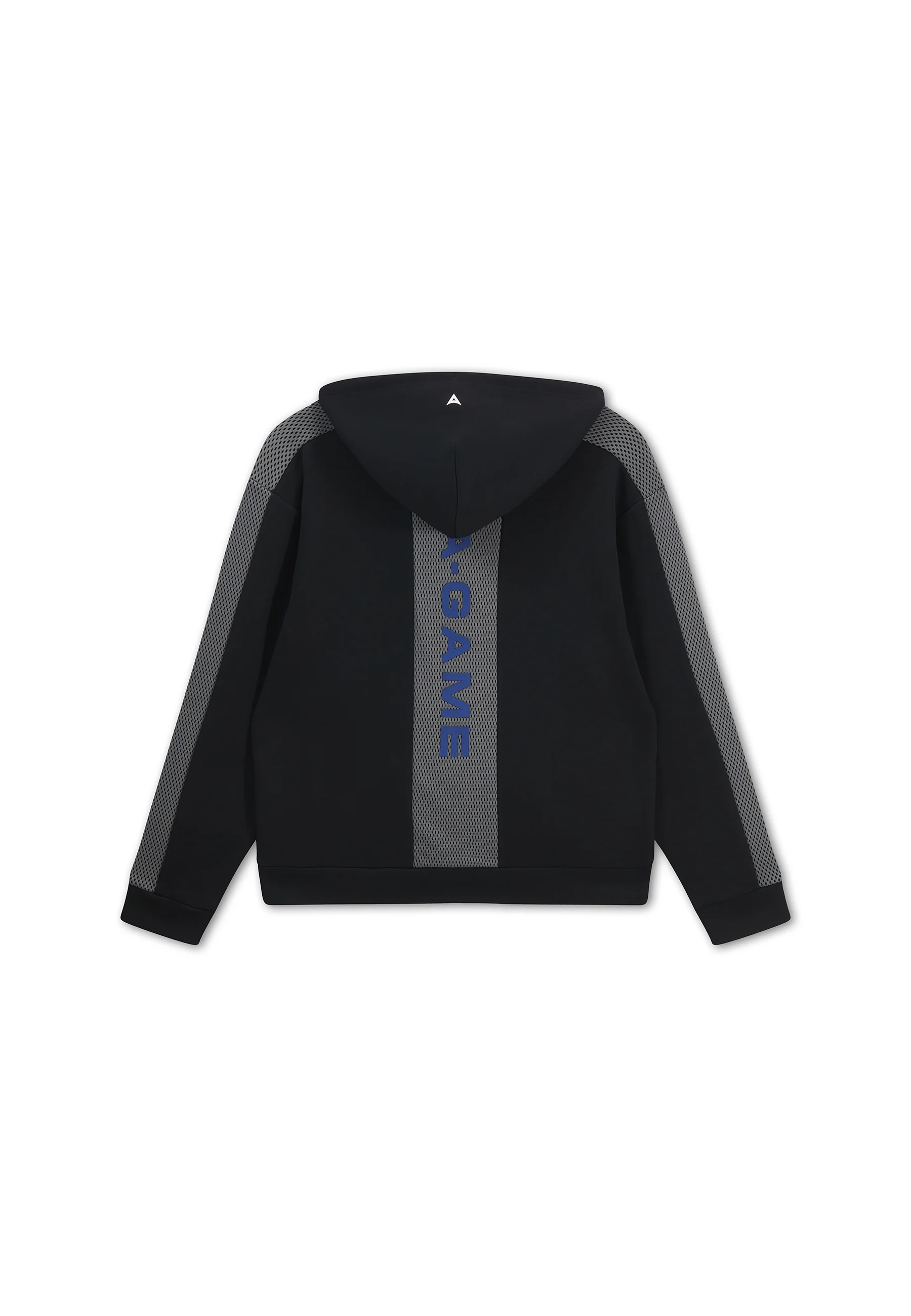Men's Panelled Mesh Sport Zip Through Hoodie - Black / Cobalt Blue - Image 10