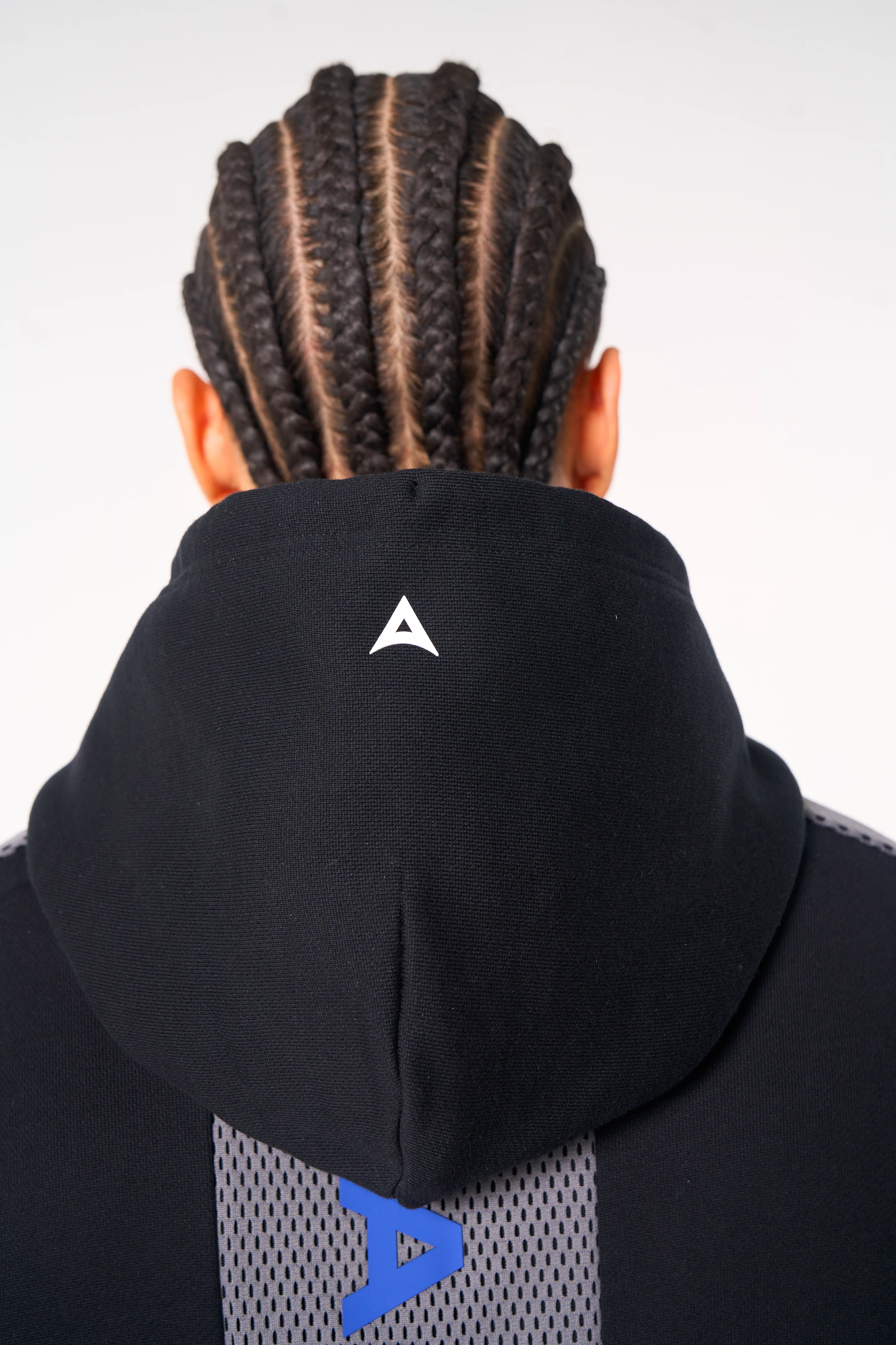 Men's Panelled Mesh Sport Zip Through Hoodie - Black / Cobalt Blue - Image 4