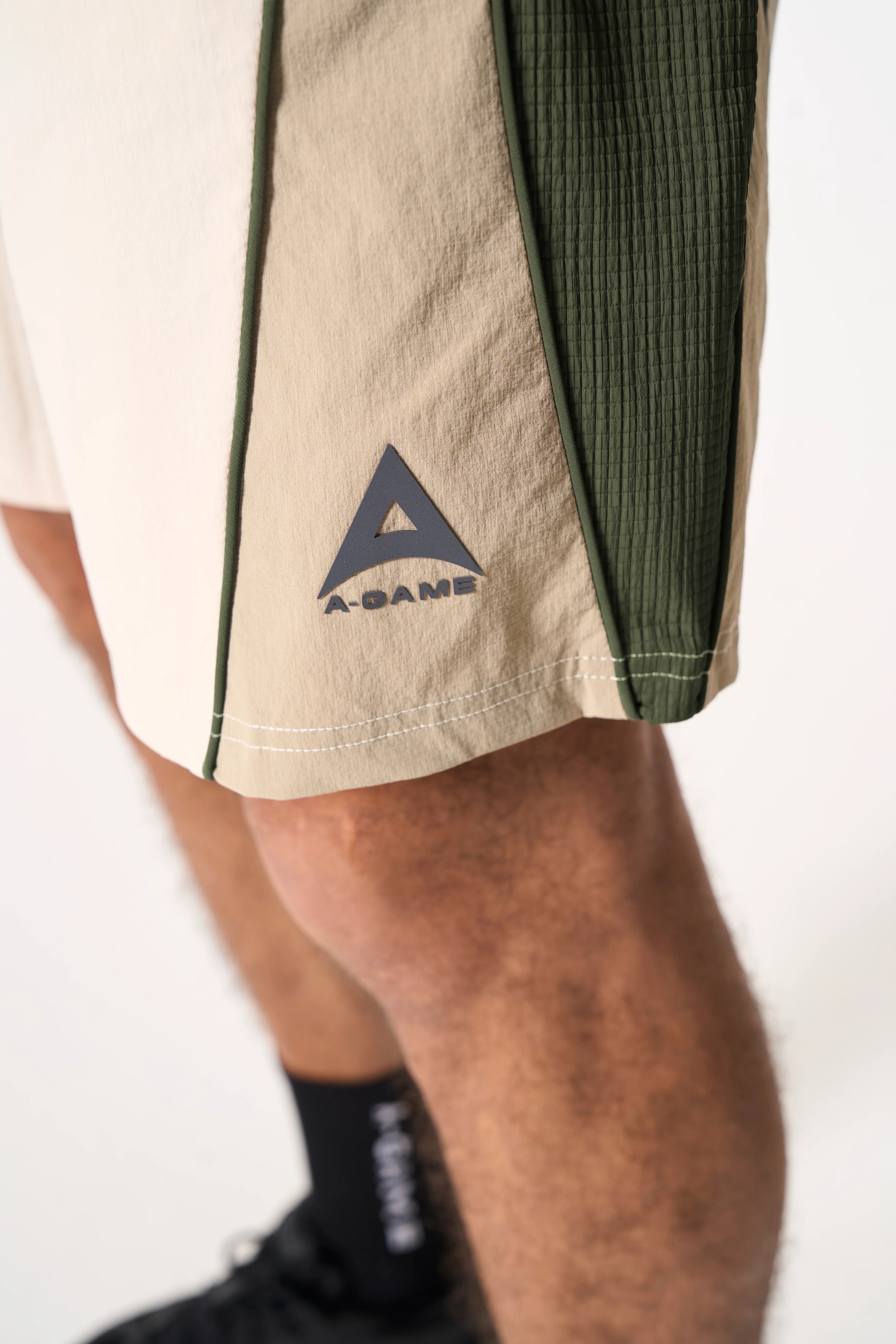 Men's Textured Shorts - Beige / Mid Brown - Image 2