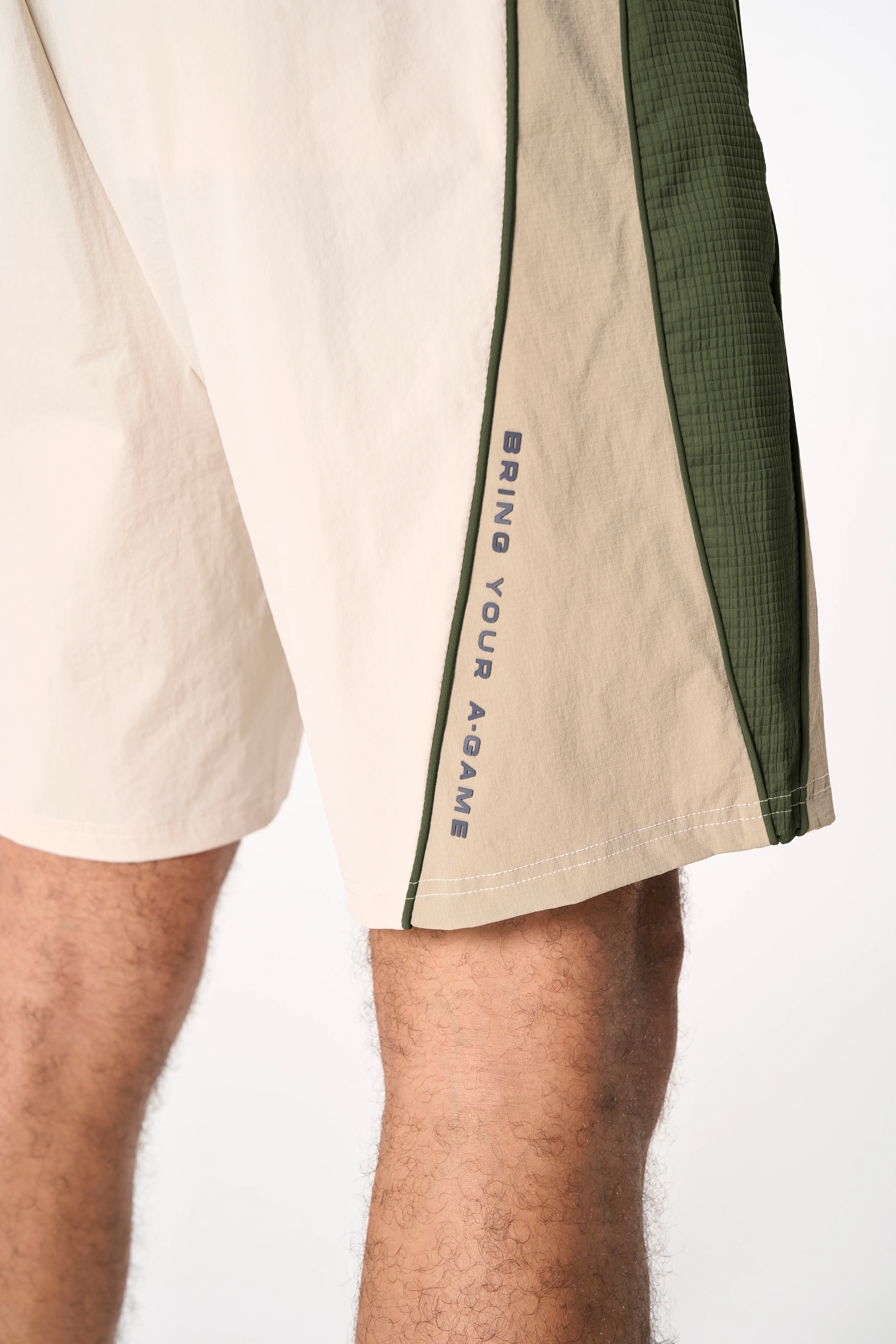 Men's Textured Shorts - Beige / Mid Brown - Image 4