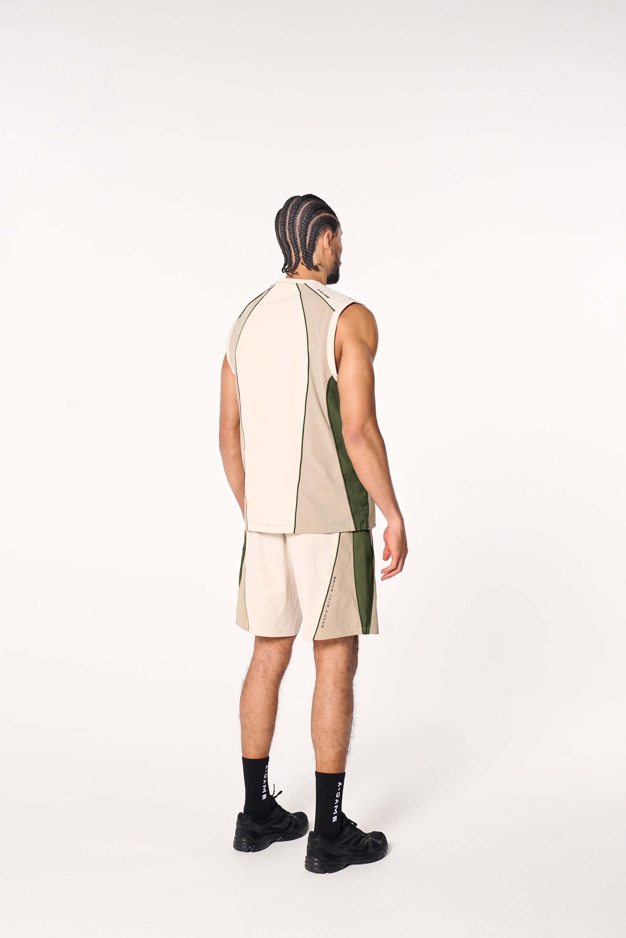 Men's Textured Shorts - Beige / Mid Brown - Image 6