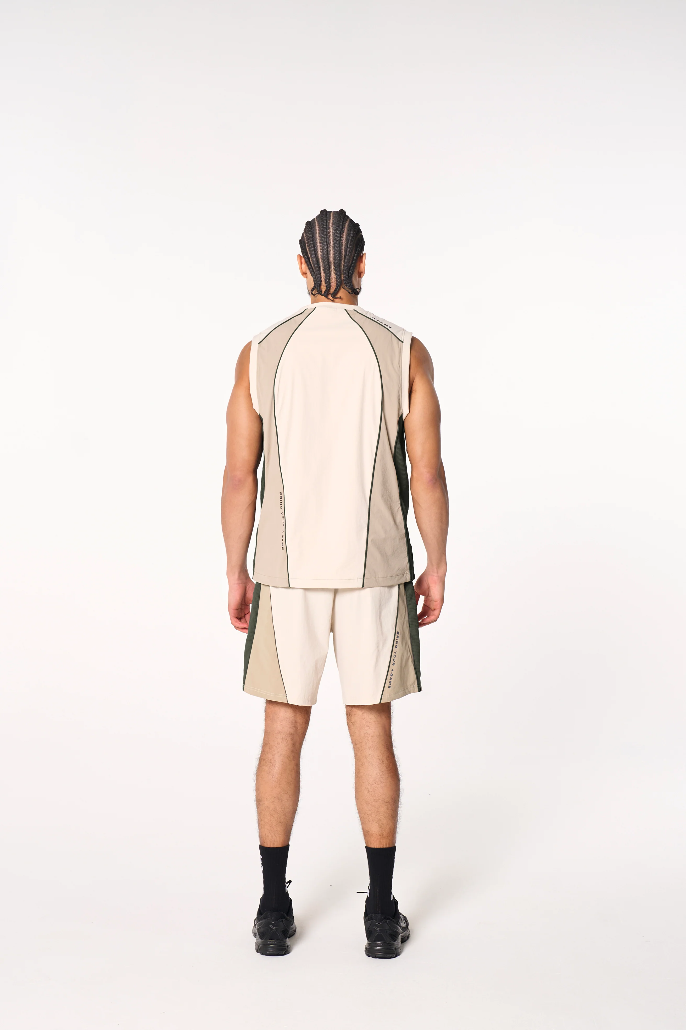 Men's Textured Shorts - Beige / Mid Brown - Image 7