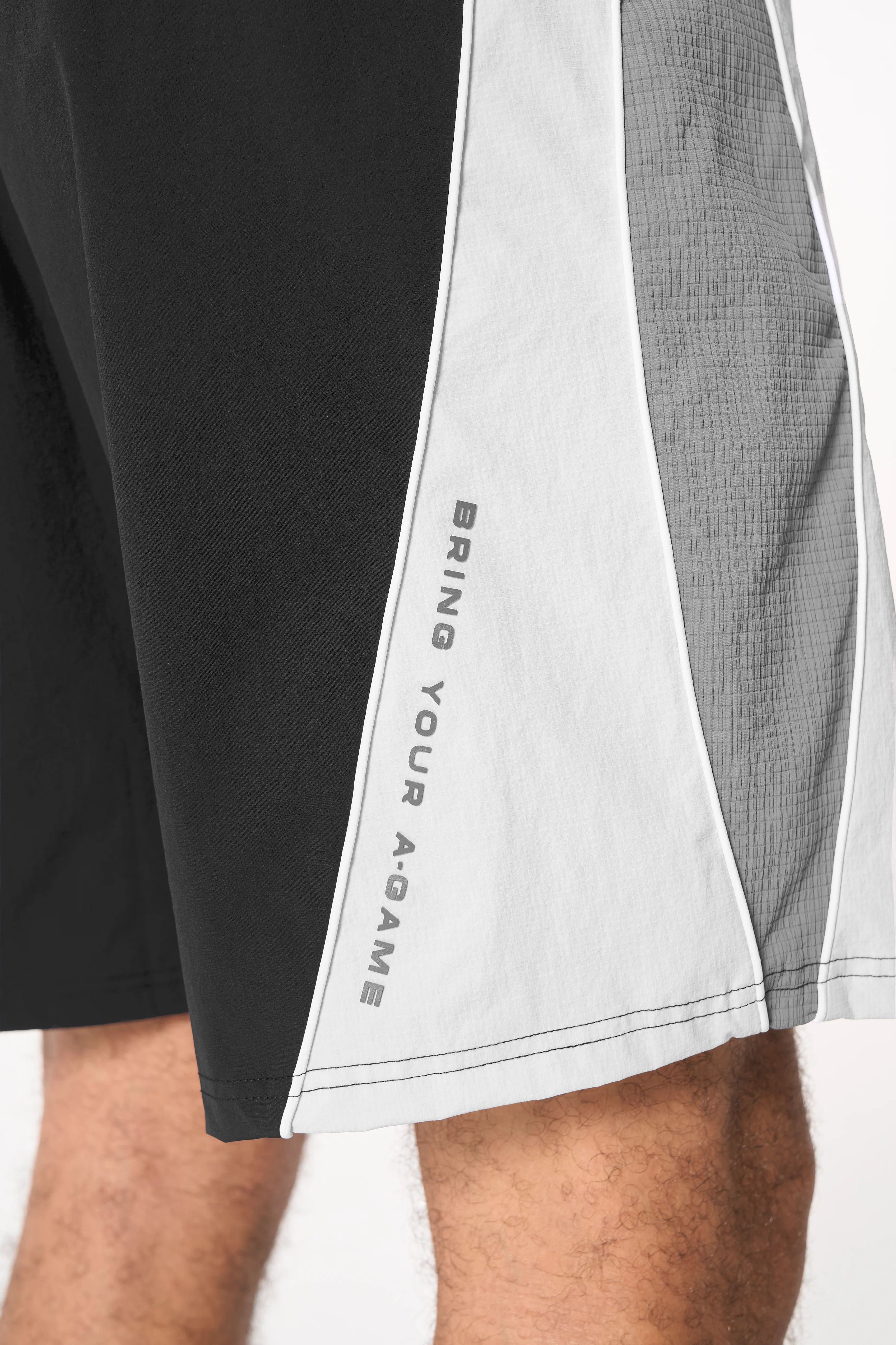 Men's Textured Shorts - Black / Light Grey - Image 4