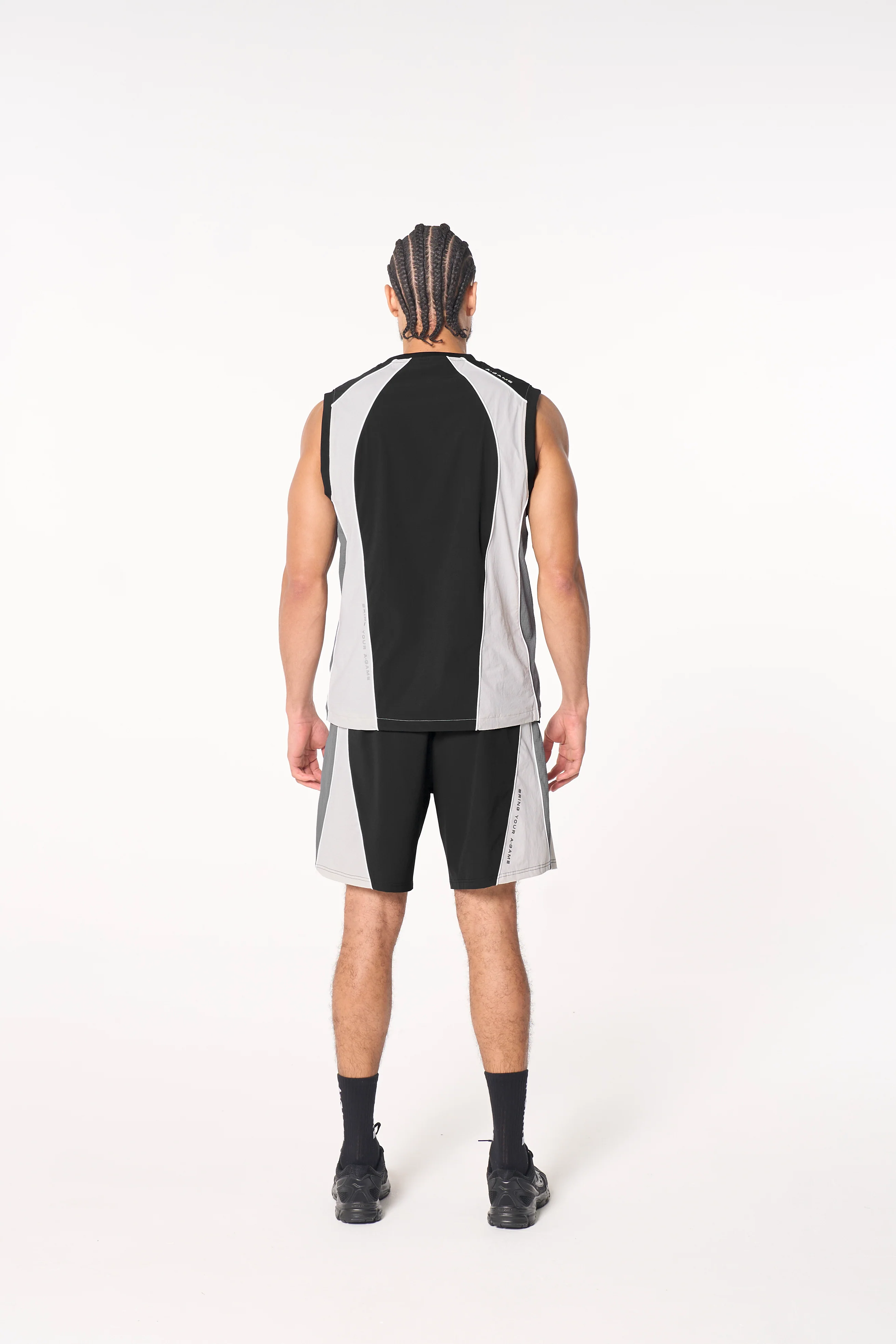 Men's Textured Shorts - Black / Light Grey - Image 7