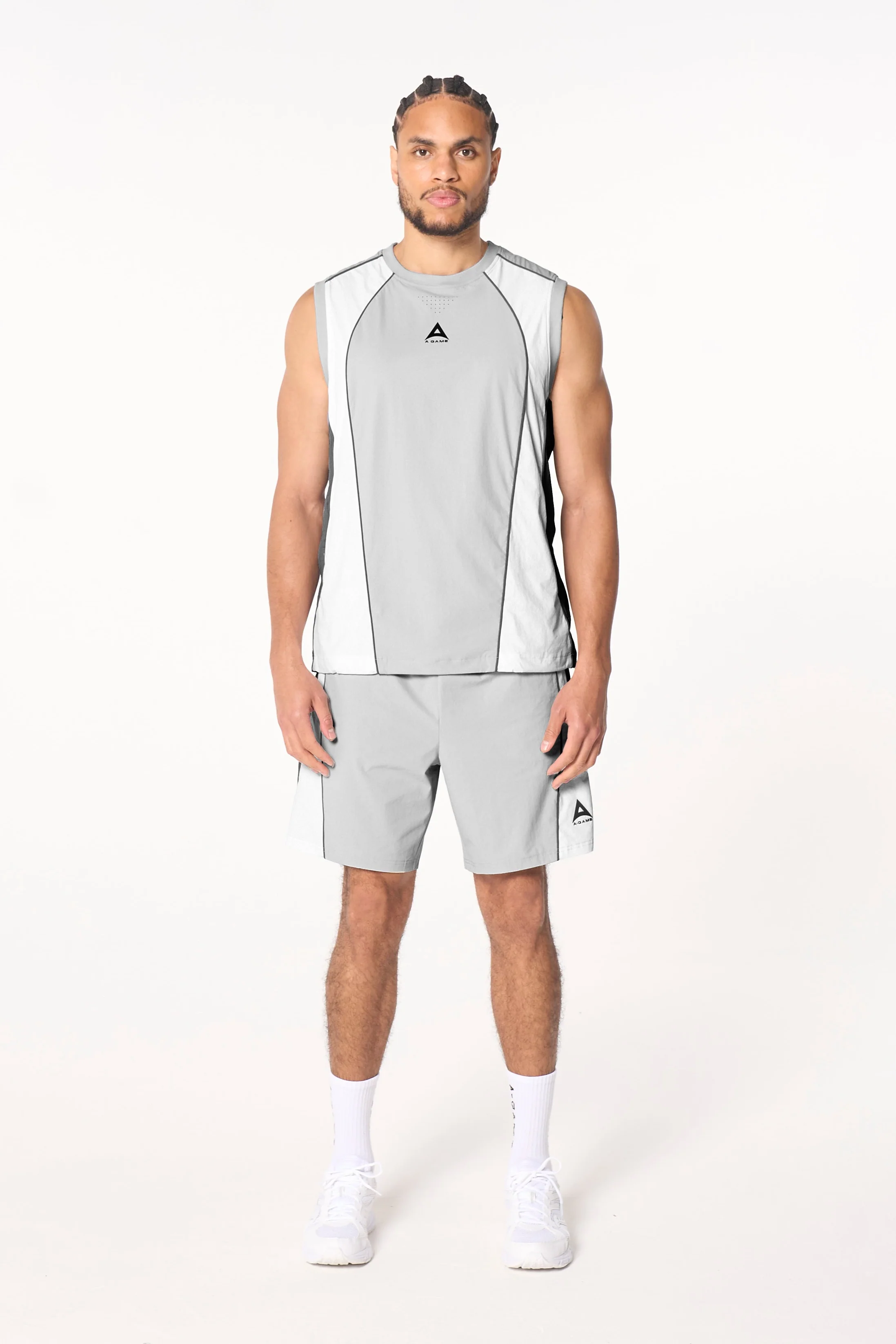 Men's Textured Shorts - Grey / White