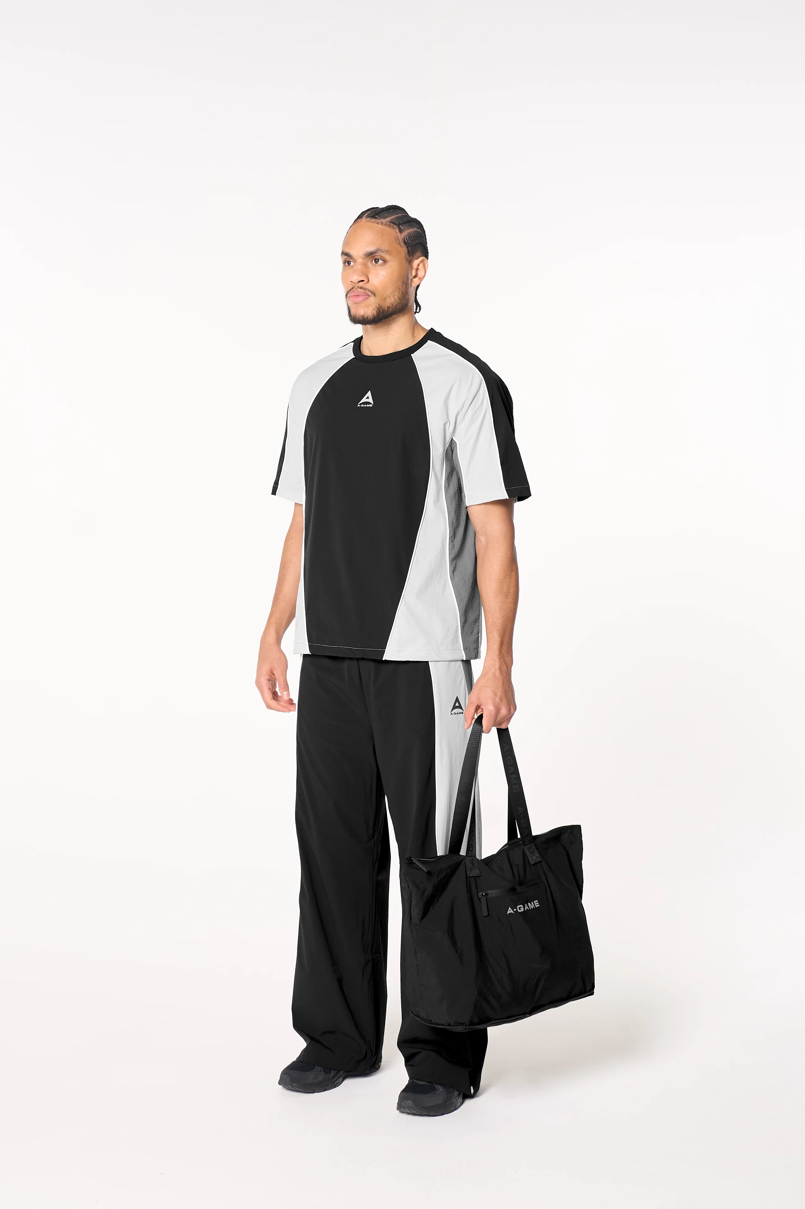 Men's Textured T-Shirt - Black / Light Grey - Image 2