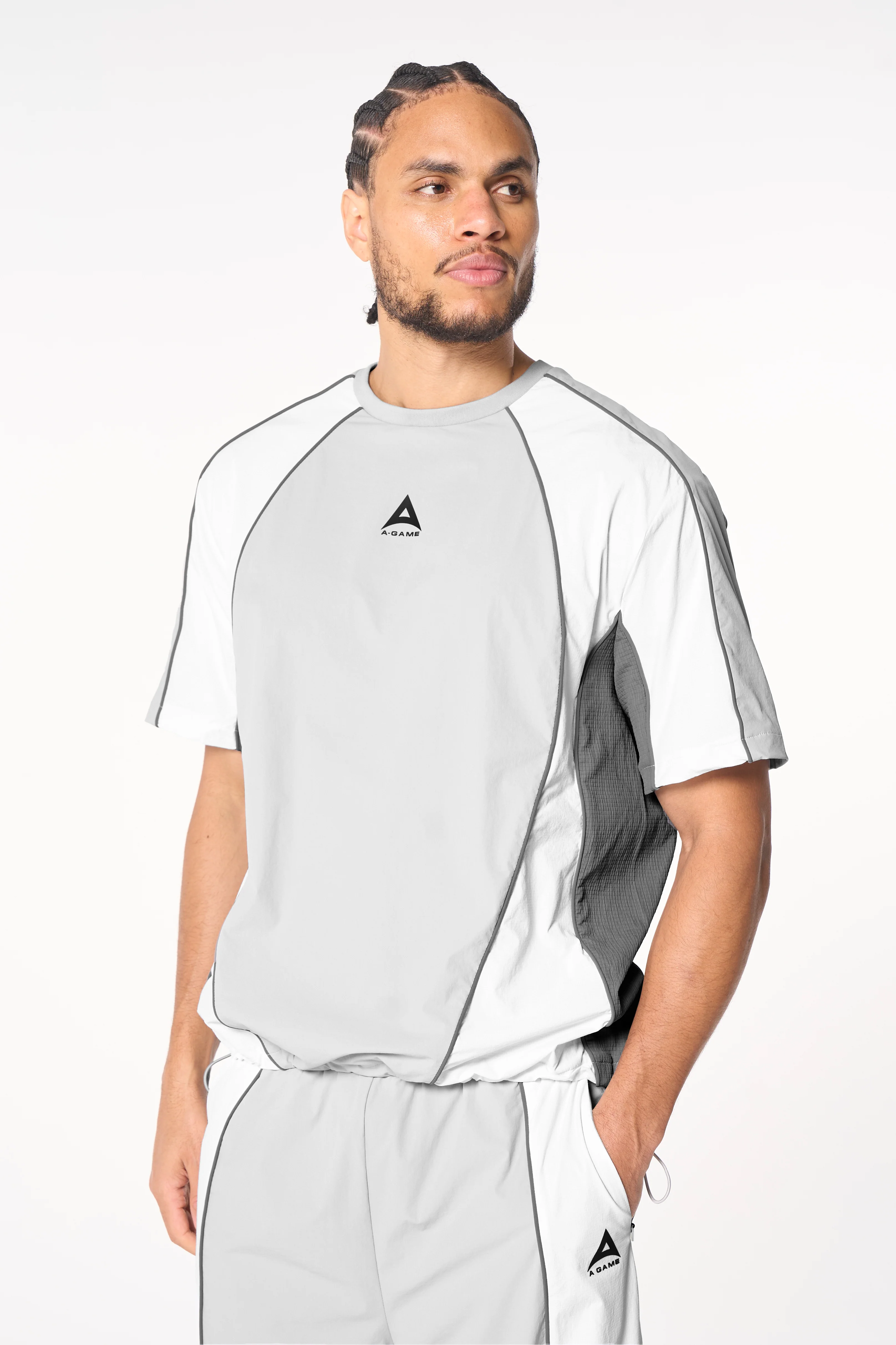 Men's Textured T-Shirt - Grey / White - Image 6