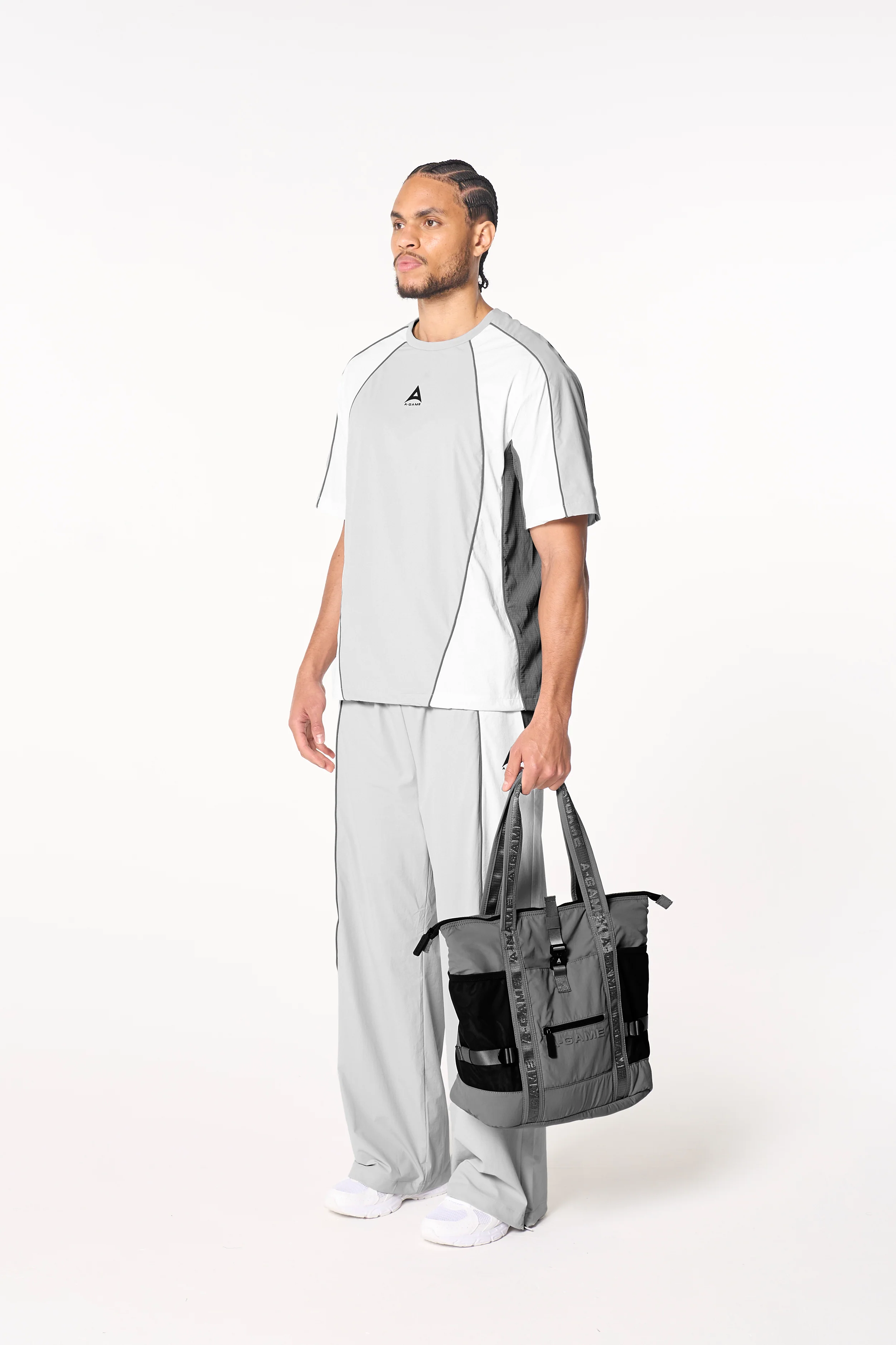 Men's Textured T-Shirt - Grey / White - Image 7