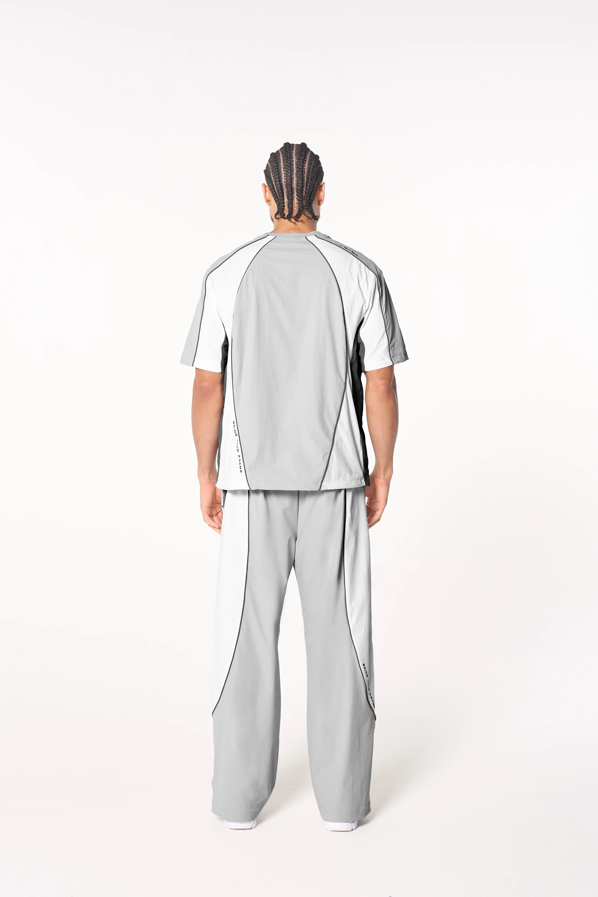 Men's Textured T-Shirt - Grey / White - Image 9