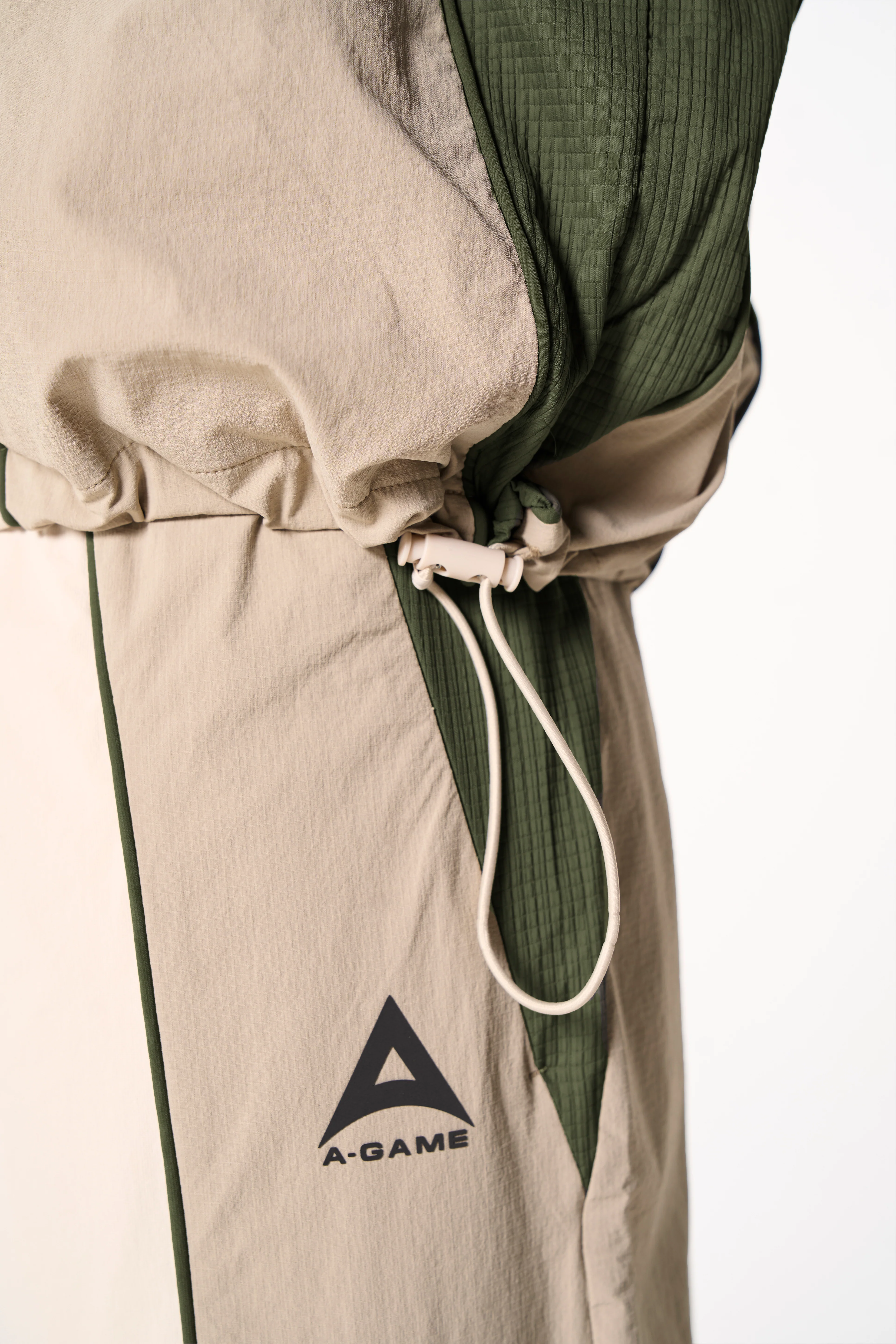 Men's Textured Track Pants - Beige / Mid Brown - Image 4