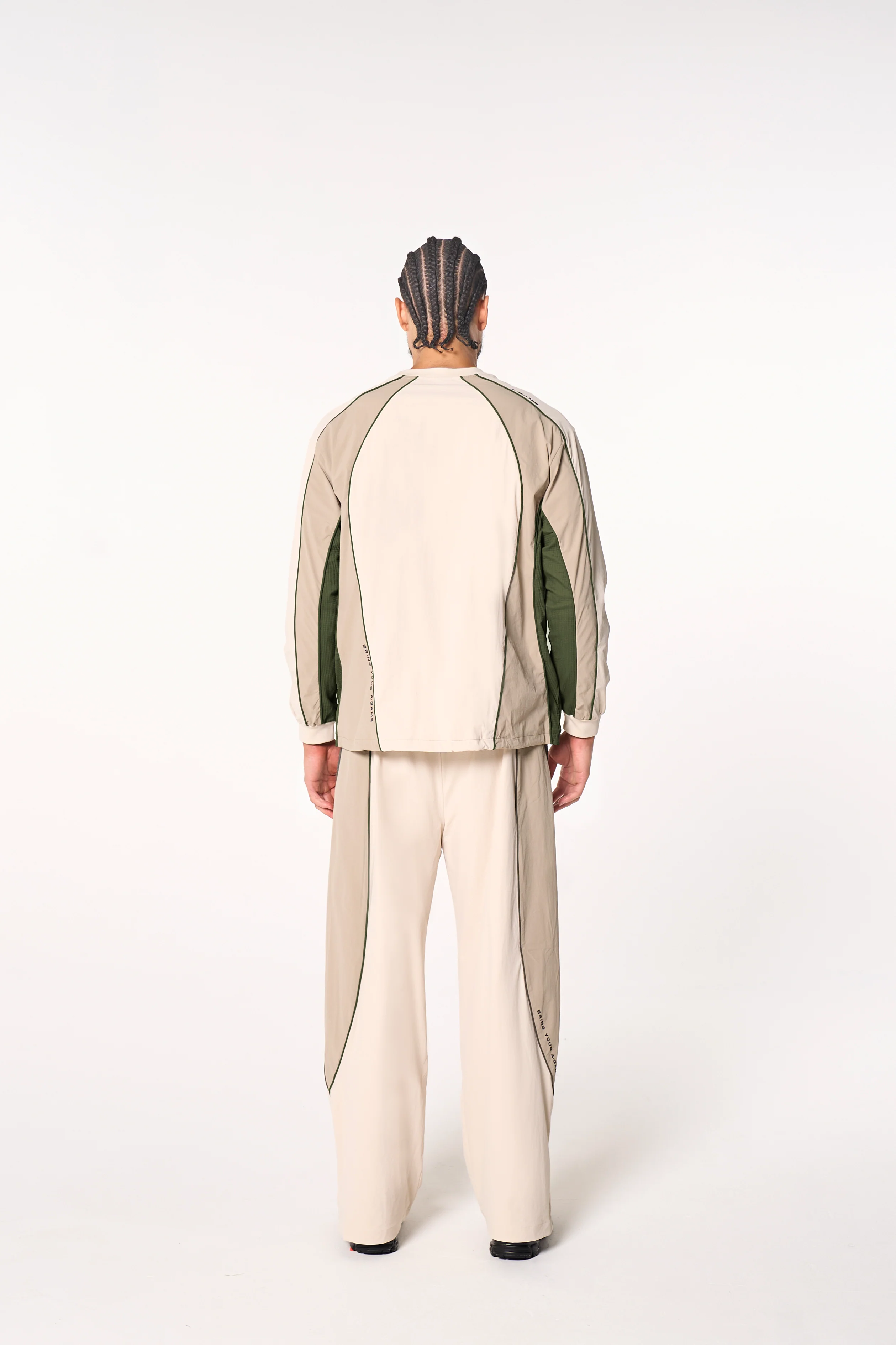 Men's Textured Track Pants - Beige / Mid Brown - Image 7