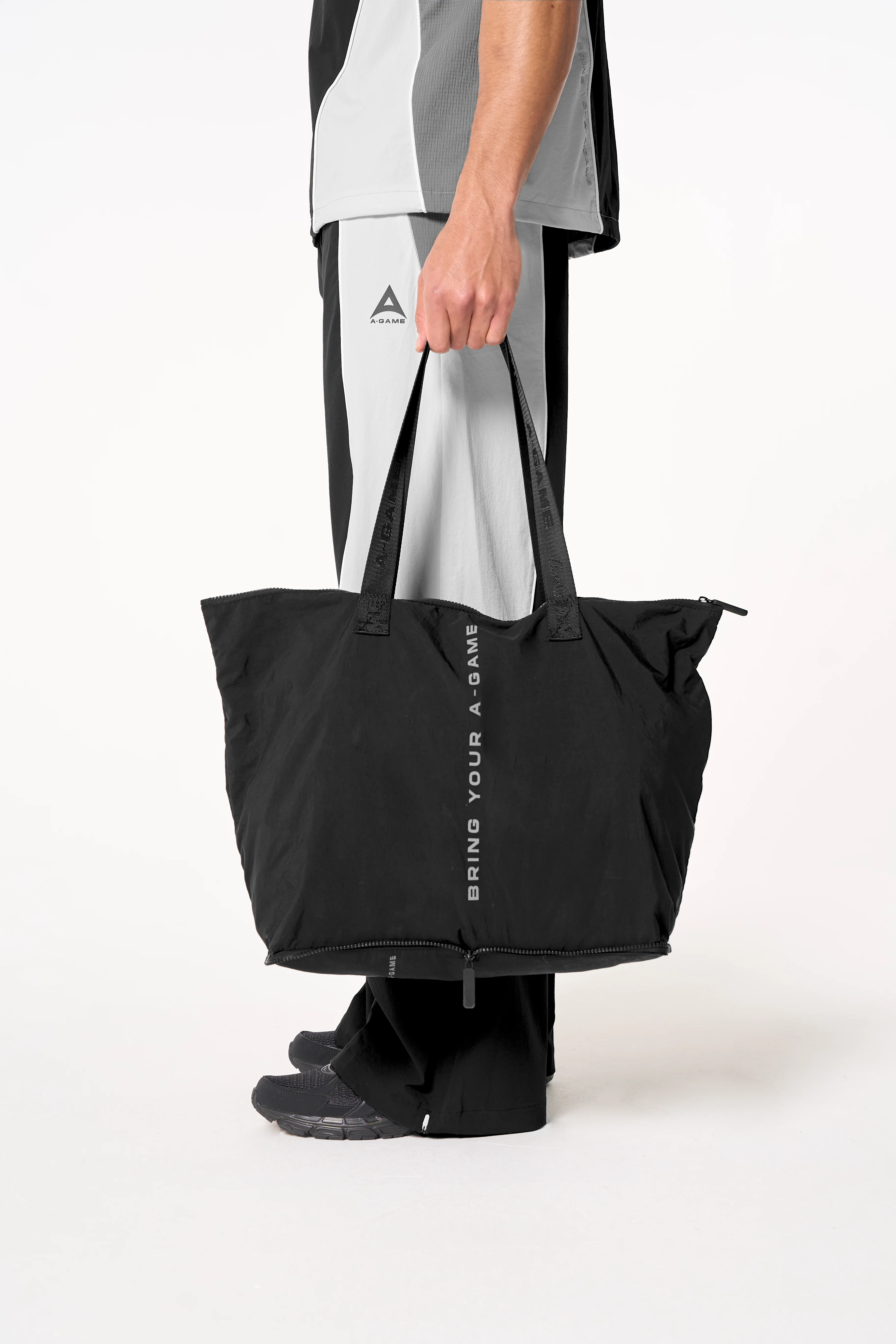 Men's Textured Track Pants - Black / Light Grey - Image 9