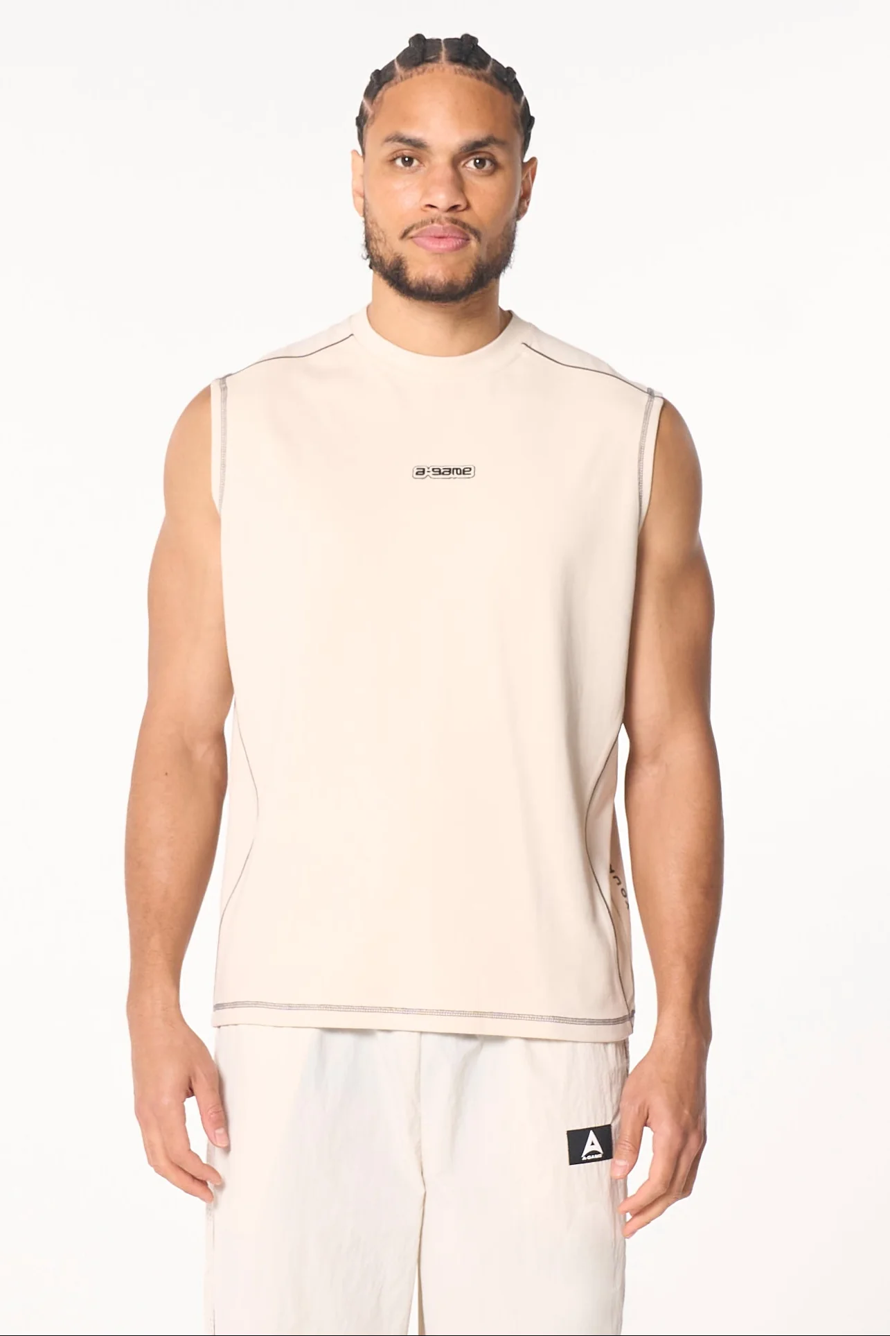 Men's Seam Detail Tech T-Shirt - Beige