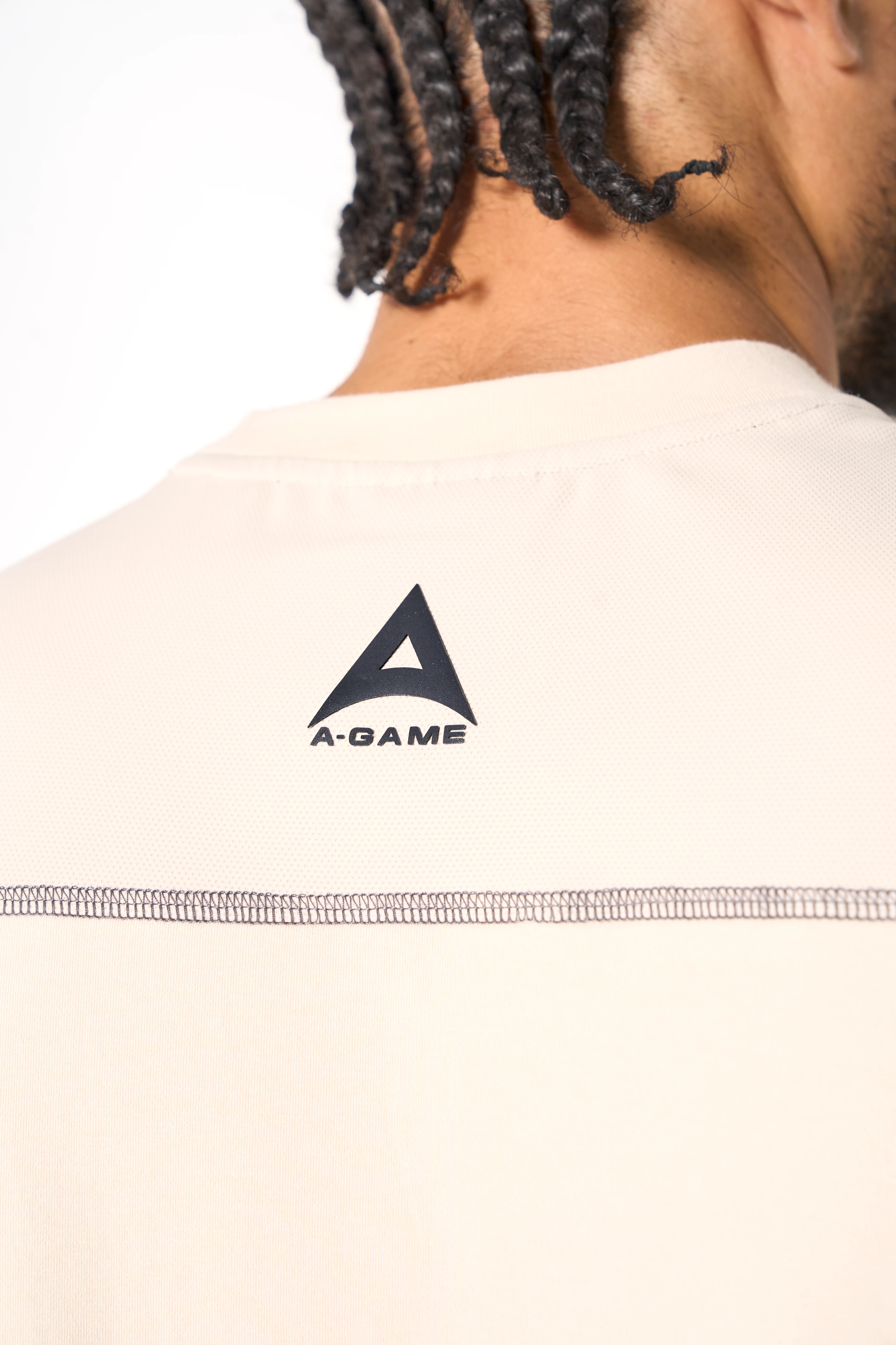 Men's Seam Detail Tech T-Shirt - Beige - Image 4