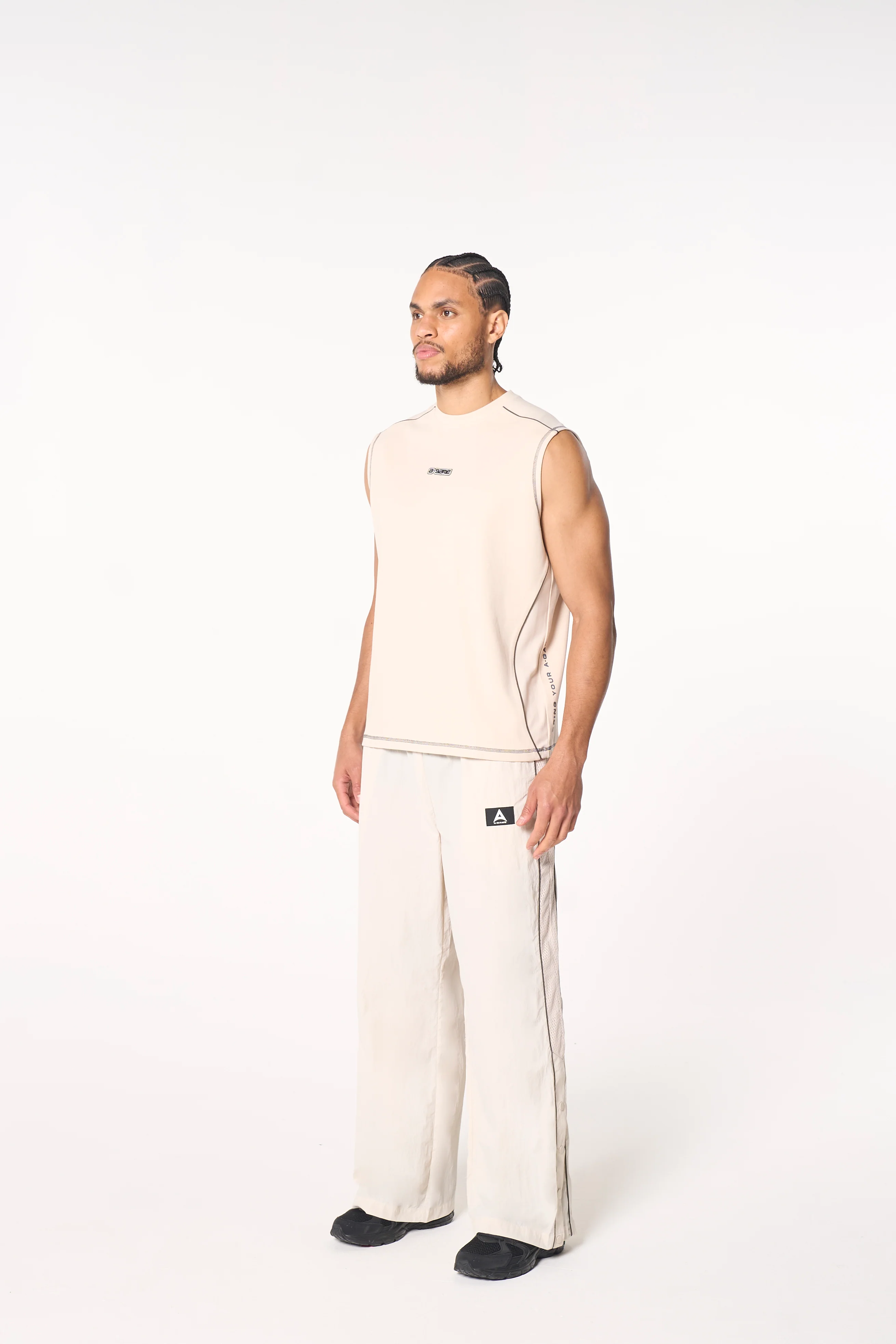 Men's Seam Detail Tech T-Shirt - Beige - Image 5
