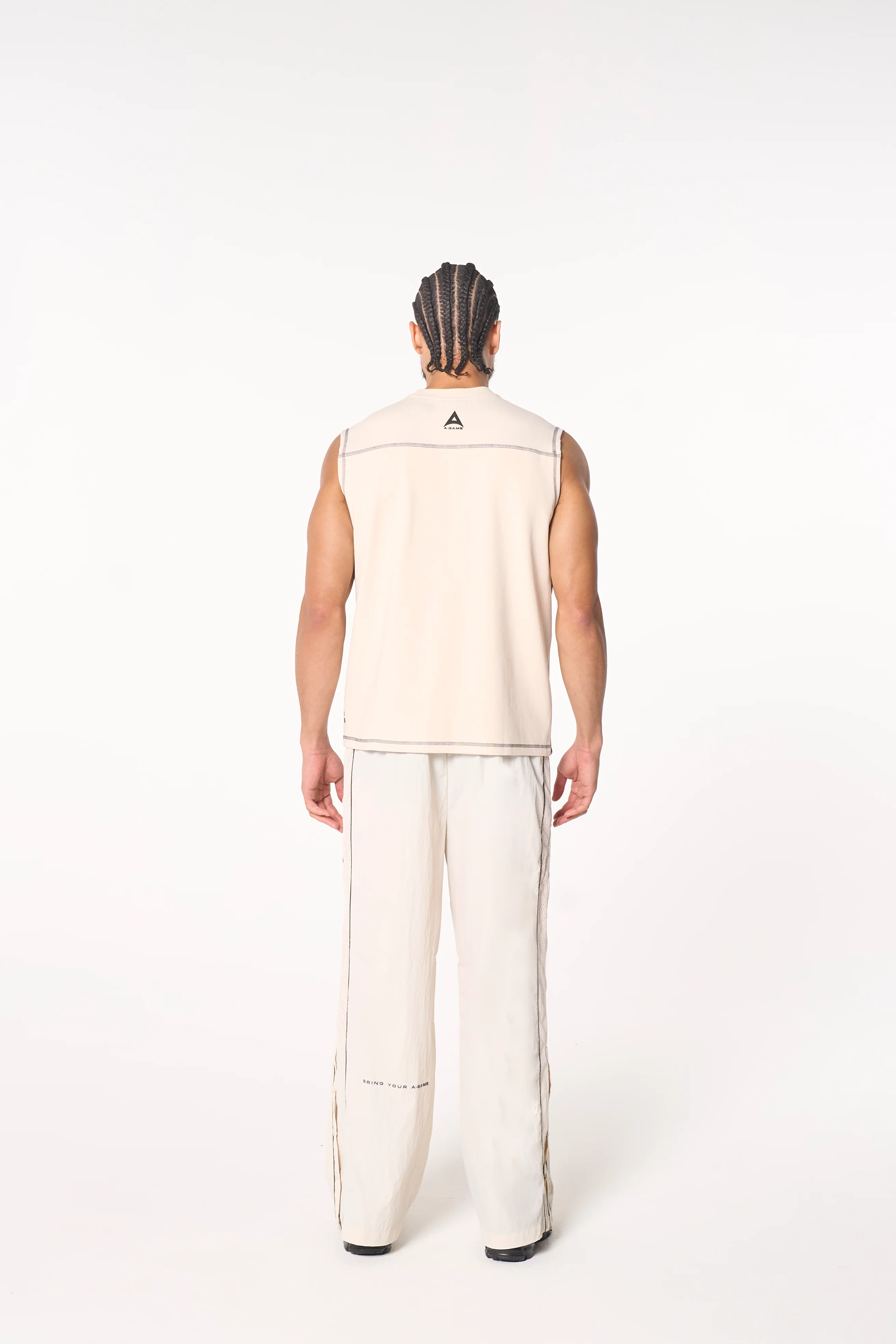 Men's Seam Detail Tech T-Shirt - Beige - Image 7