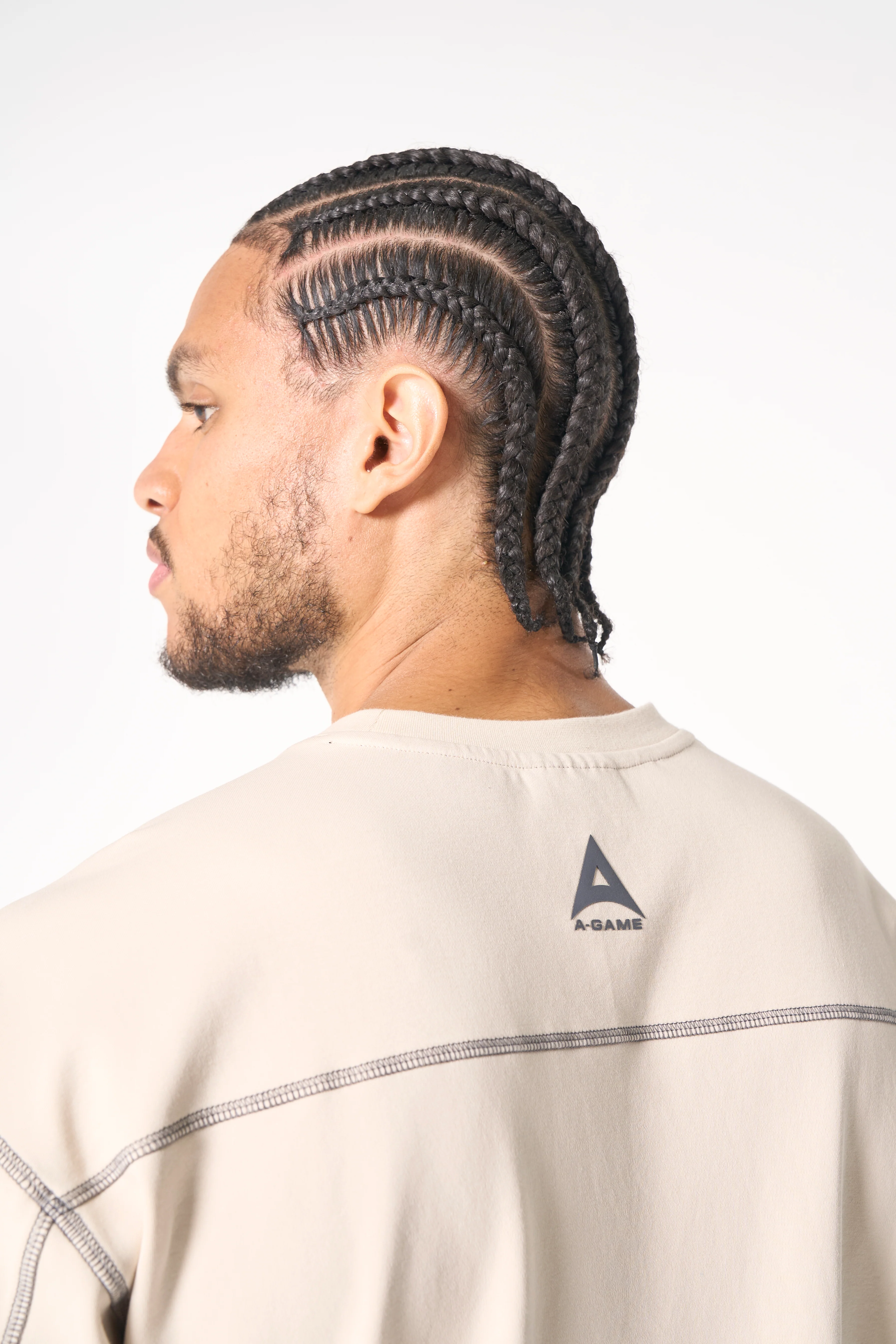 Men's Seam Detail Tech T-Shirt - Beige - Image 4