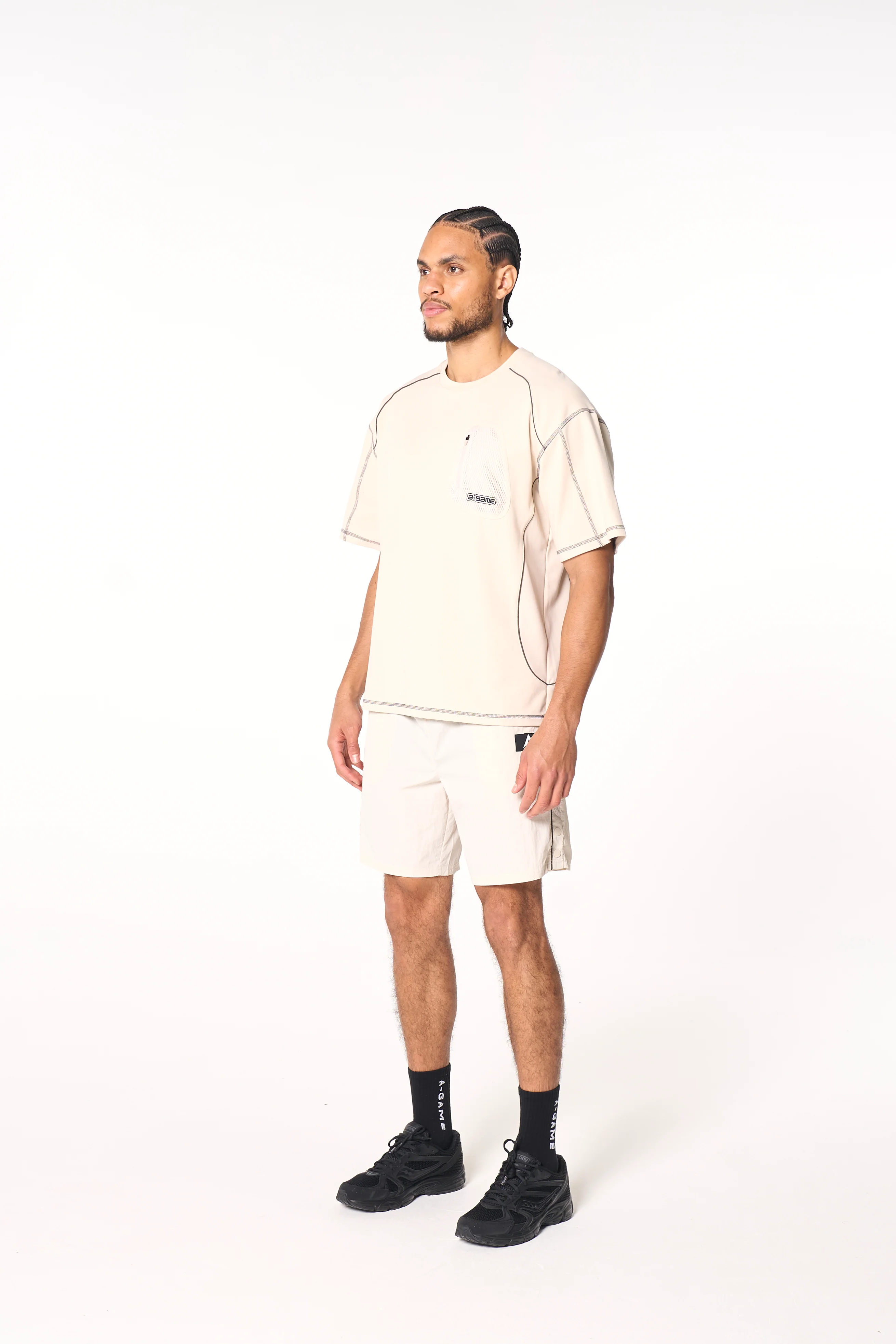 Men's Seam Detail Tech T-Shirt - Beige - Image 5